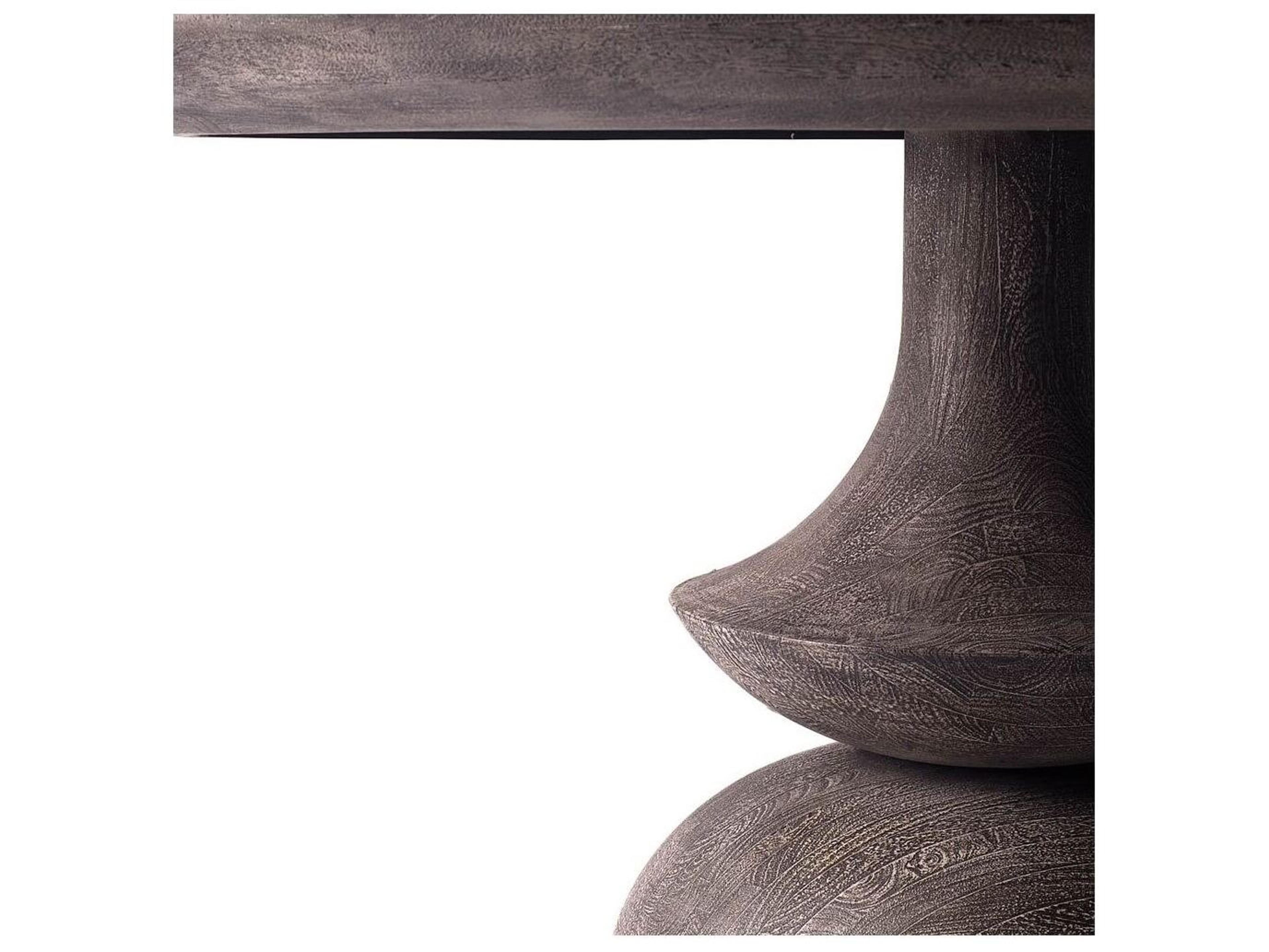 Mercana Crossman 60" Round Dark Brown/Gray Solid Wood Table Top & Base Dining Table