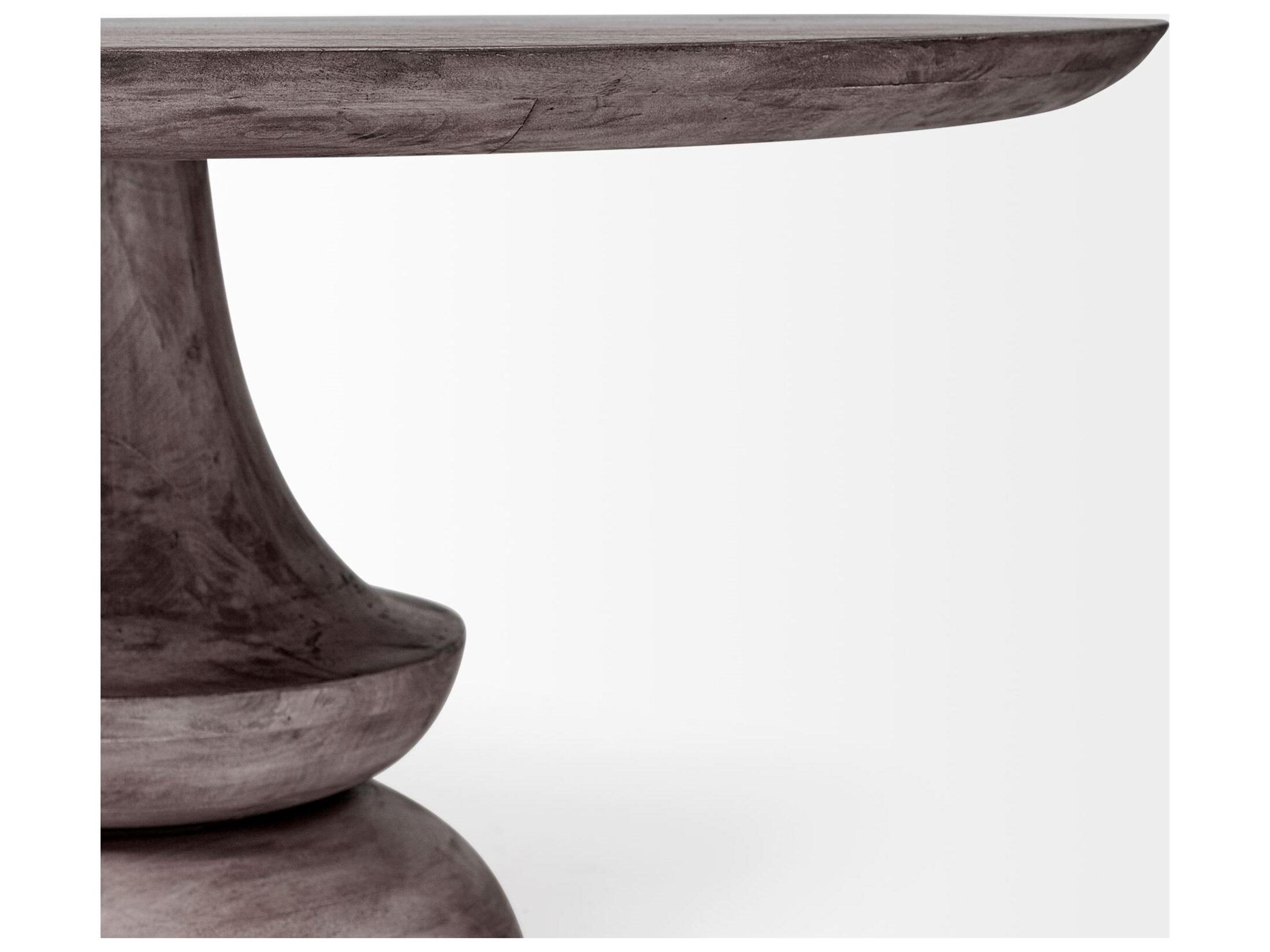 Mercana Crossman 60" Round Dark Brown/Gray Solid Wood Table Top & Base Dining Table