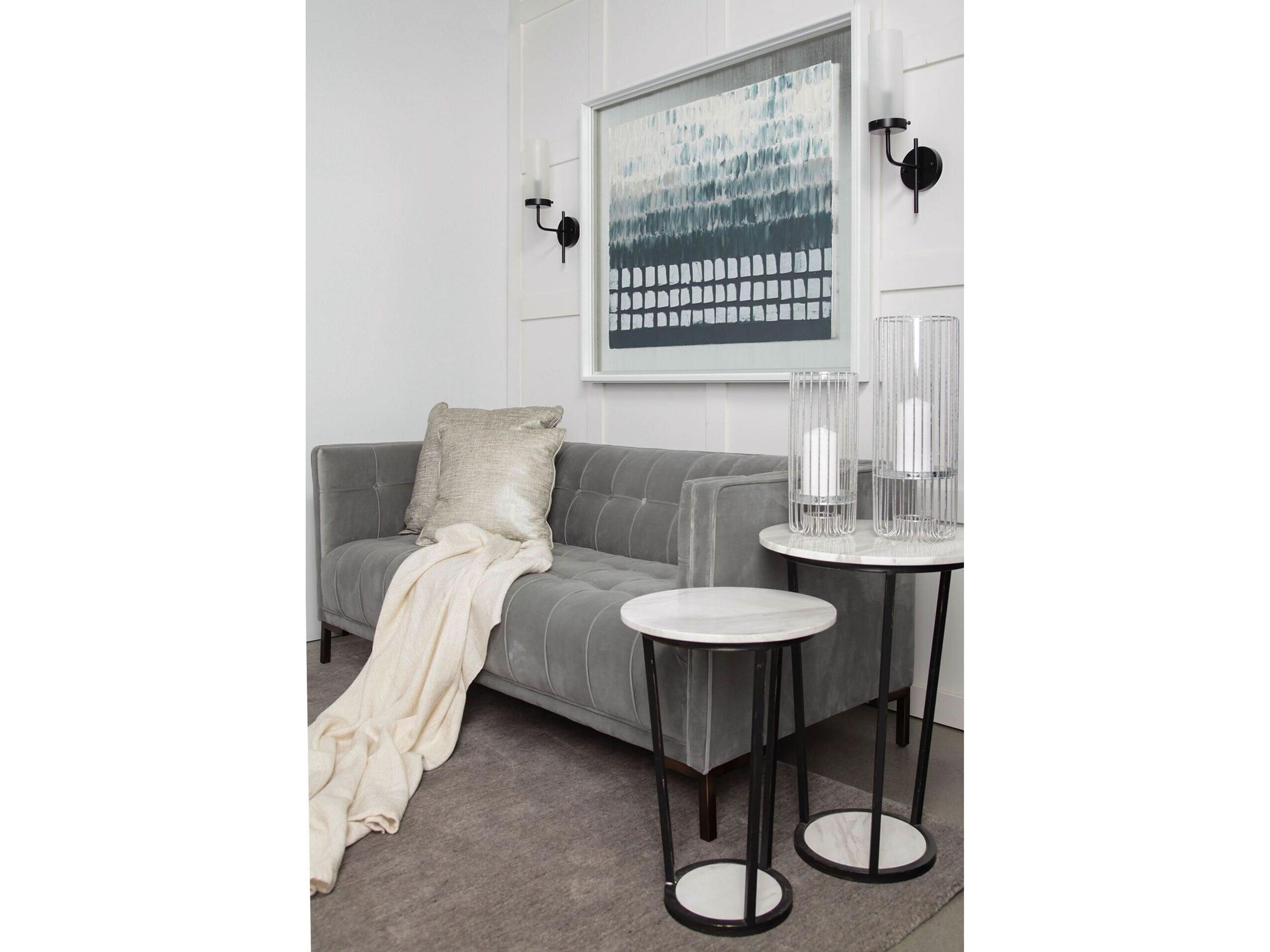 Mercana Bougeoir I I 8x20 Gray Metal Cylindrical Glass Shade Wall Sconce