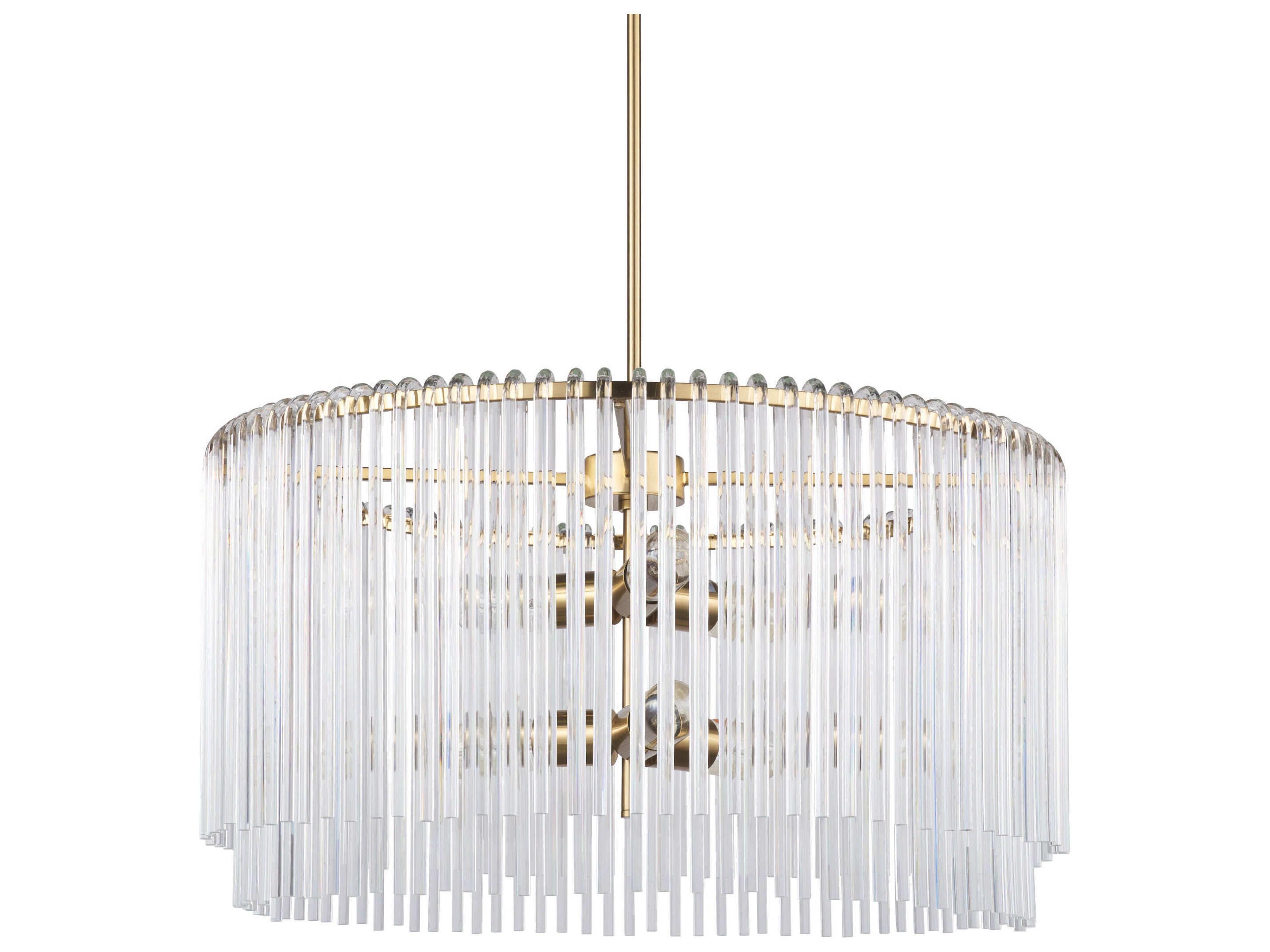 Elsa (26"x14") Clear Glass and Gold Metal Frame Six Bulb Chandelier