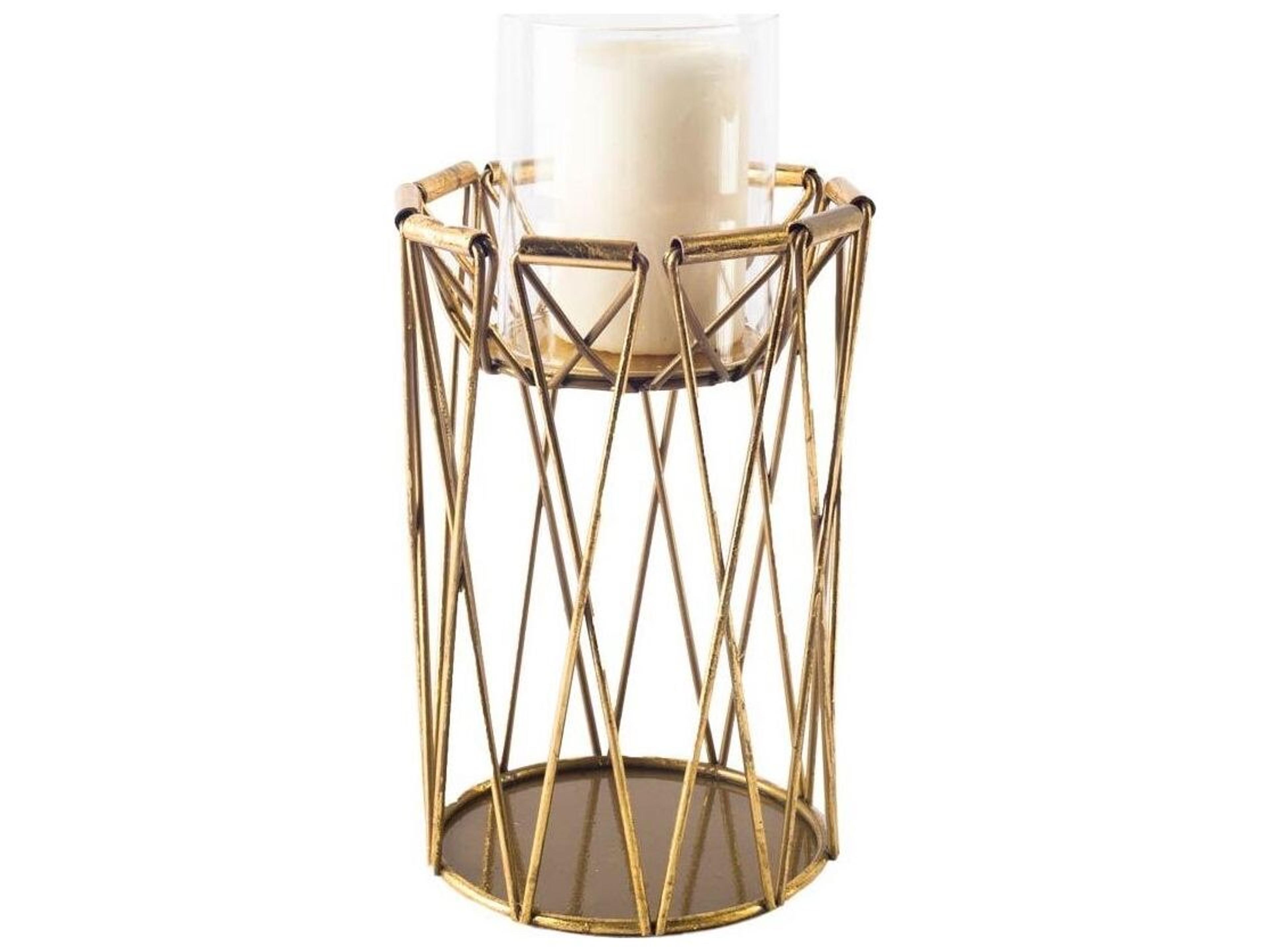 Othello II Short Antiqued Brass Metal Table Candle Holder