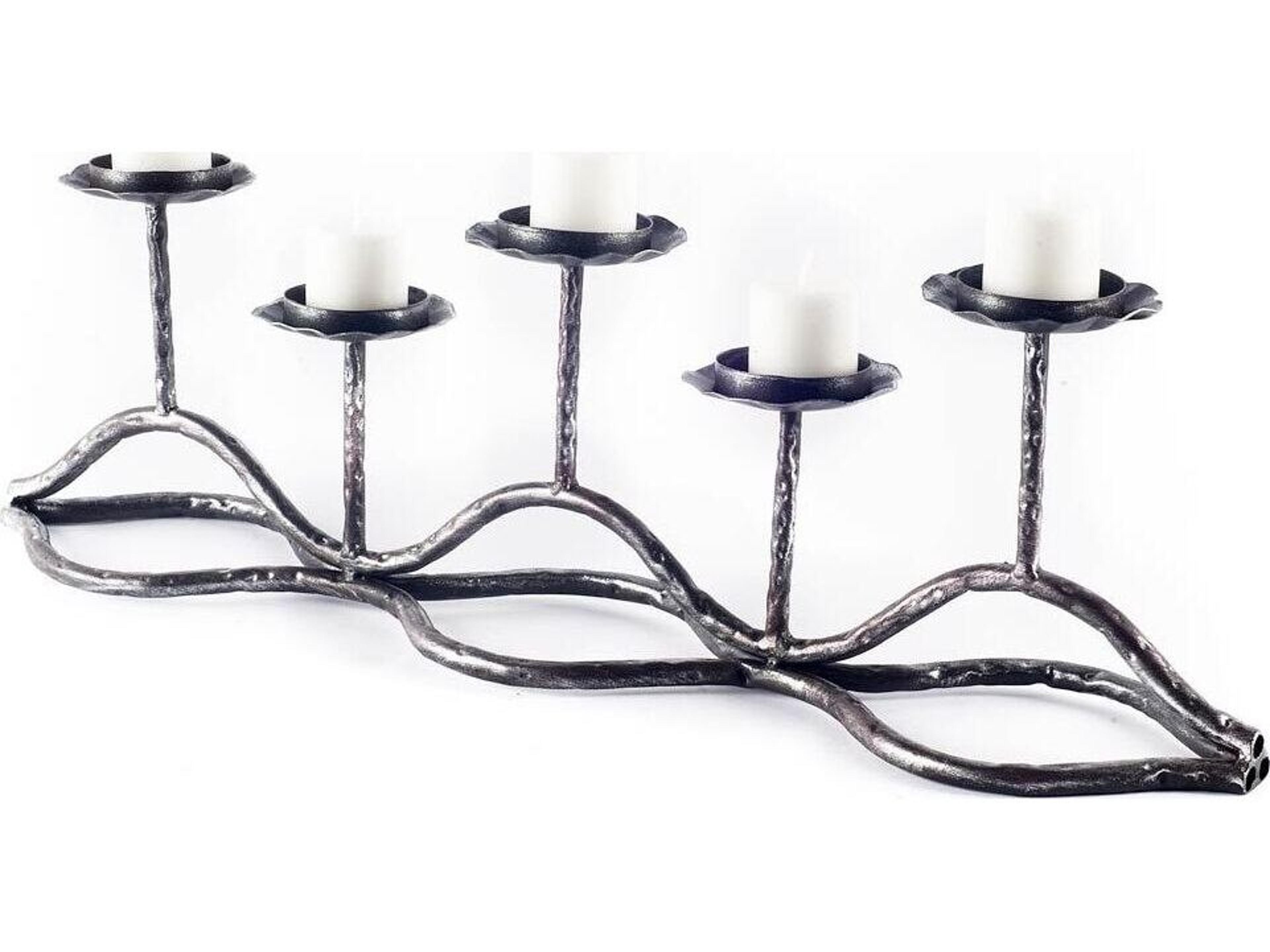 Mercana Orville Black Metal Pipe Five Tealight Table Candle Holder