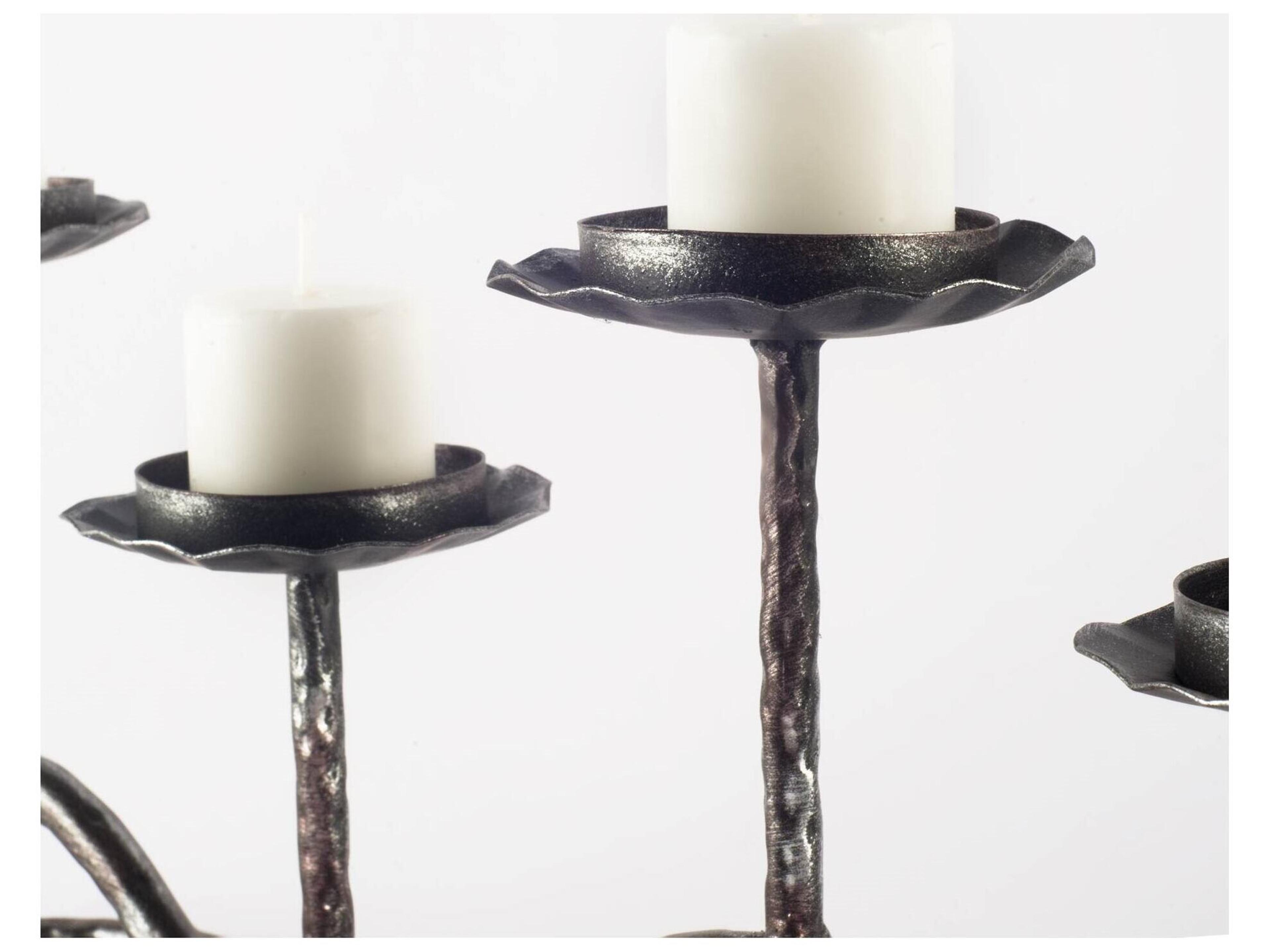 Mercana Orville Black Metal Pipe Five Tealight Table Candle Holder