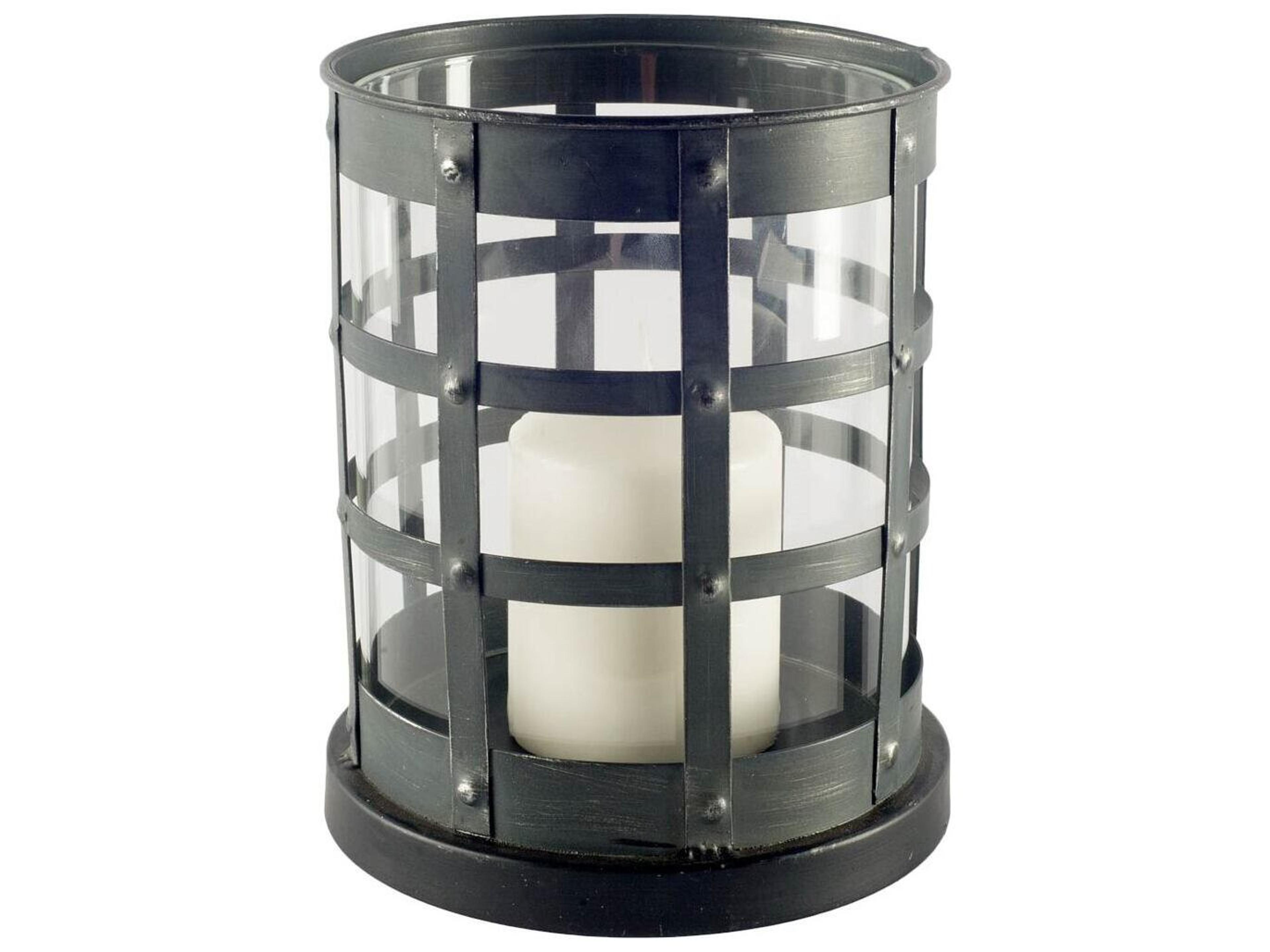 Mercana Oliver Black Metal/Glass Caged Table Candle Holder