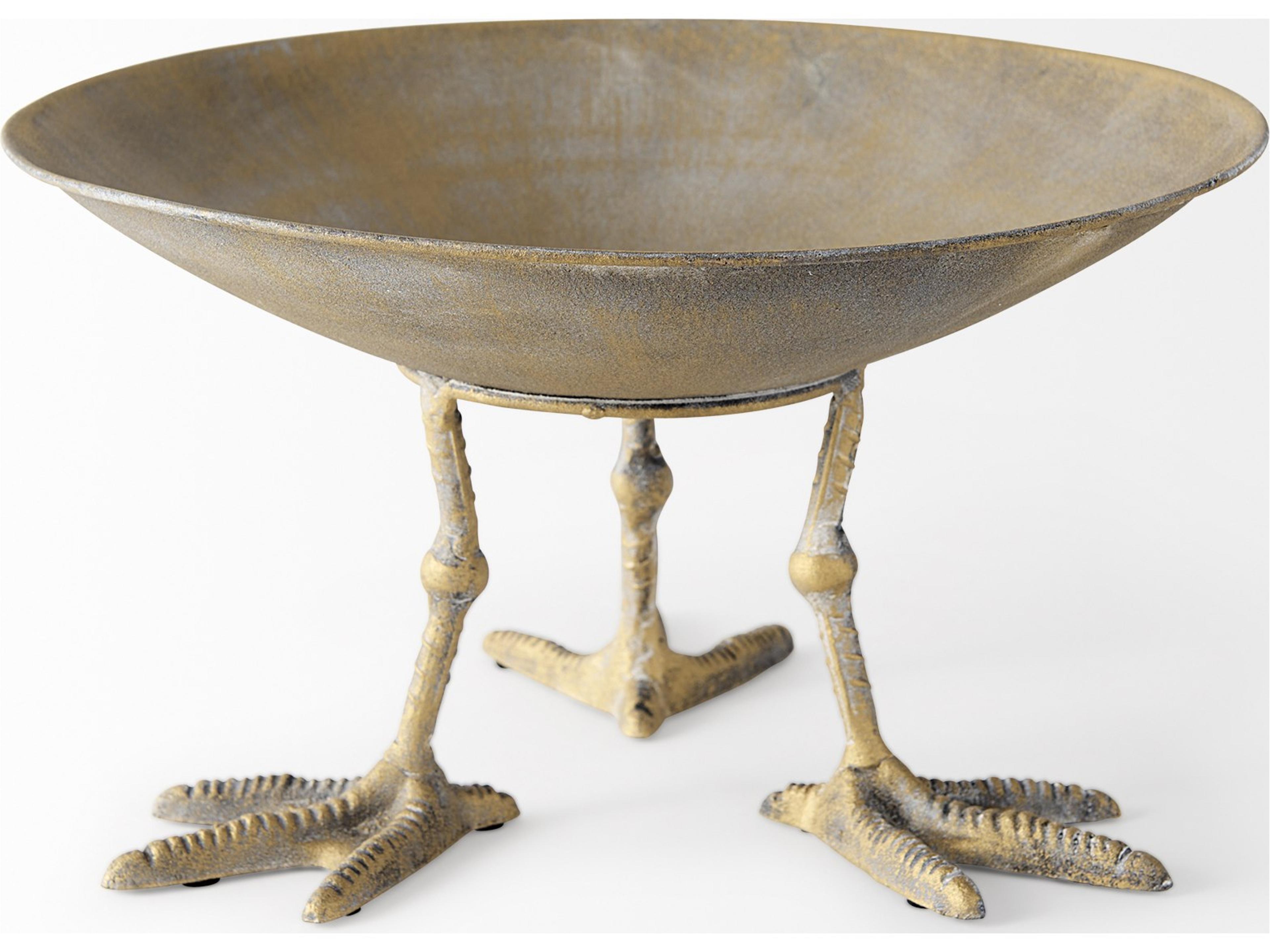 Mercana Chadwick II 13L x 13W Gold Metal Webbed Feet Bowl