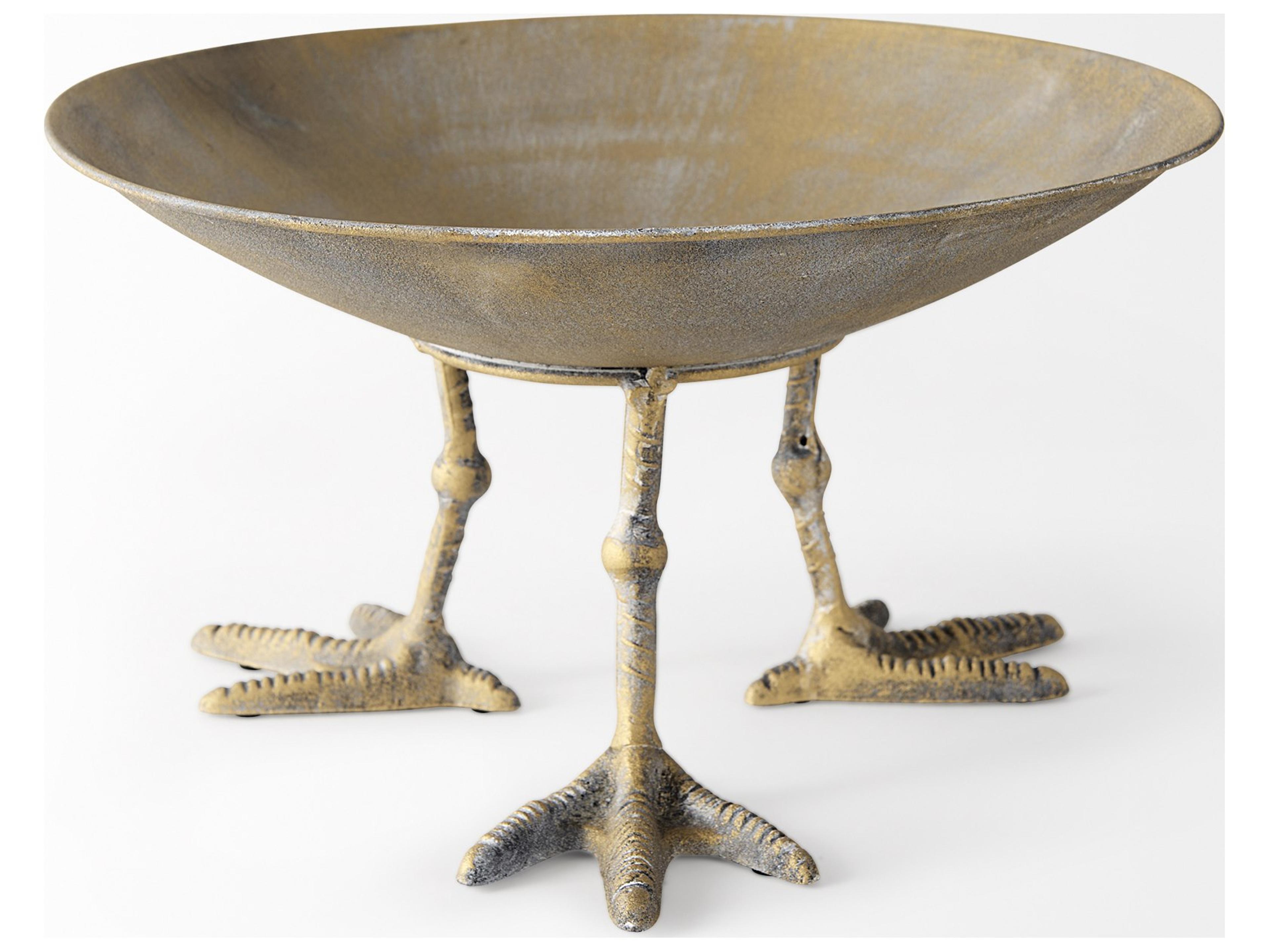 Mercana Chadwick II 13L x 13W Gold Metal Webbed Feet Bowl