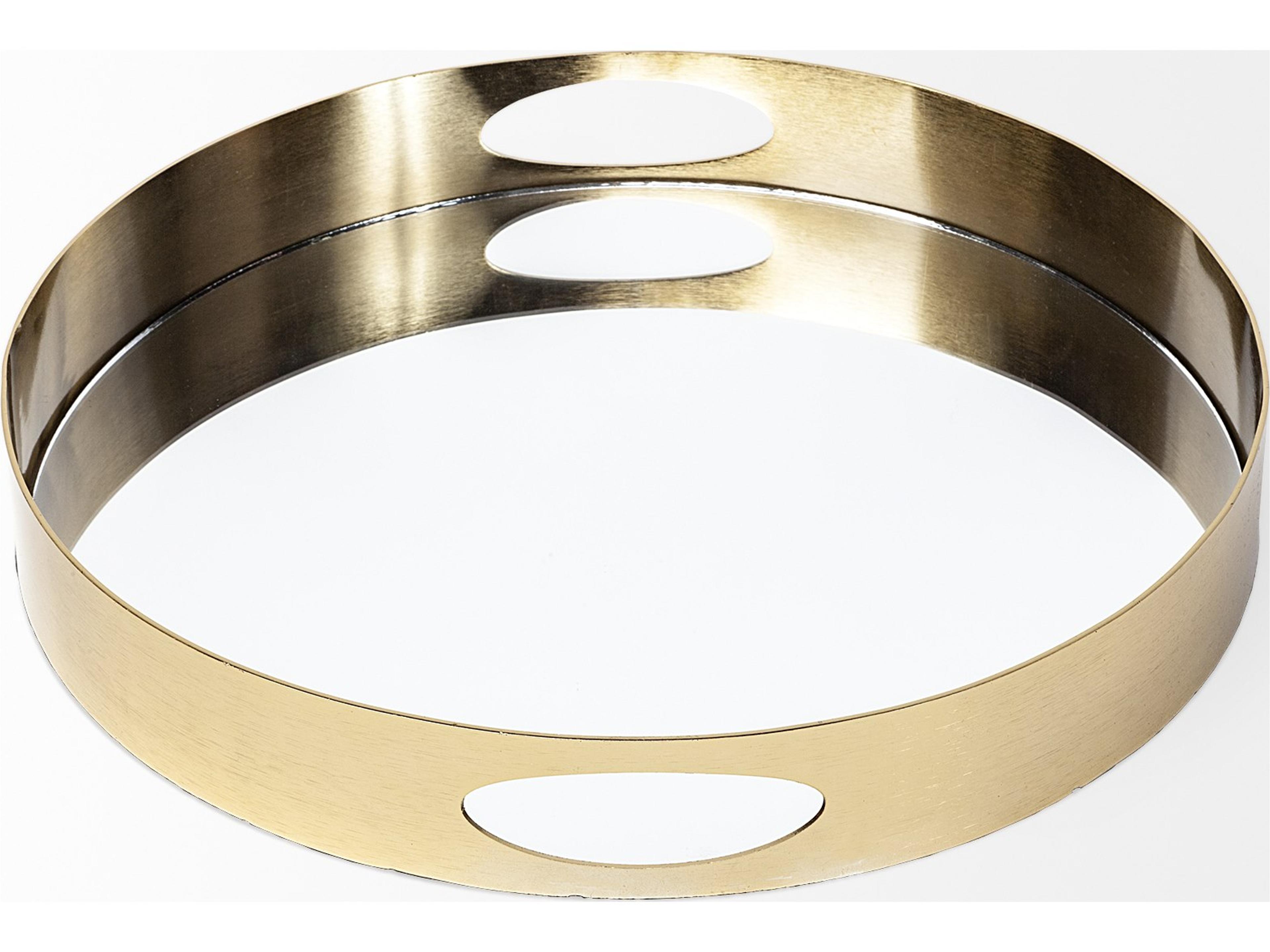 Mercana Serkis 15L x 15W Gold Metal Mirrored Base Round Tray