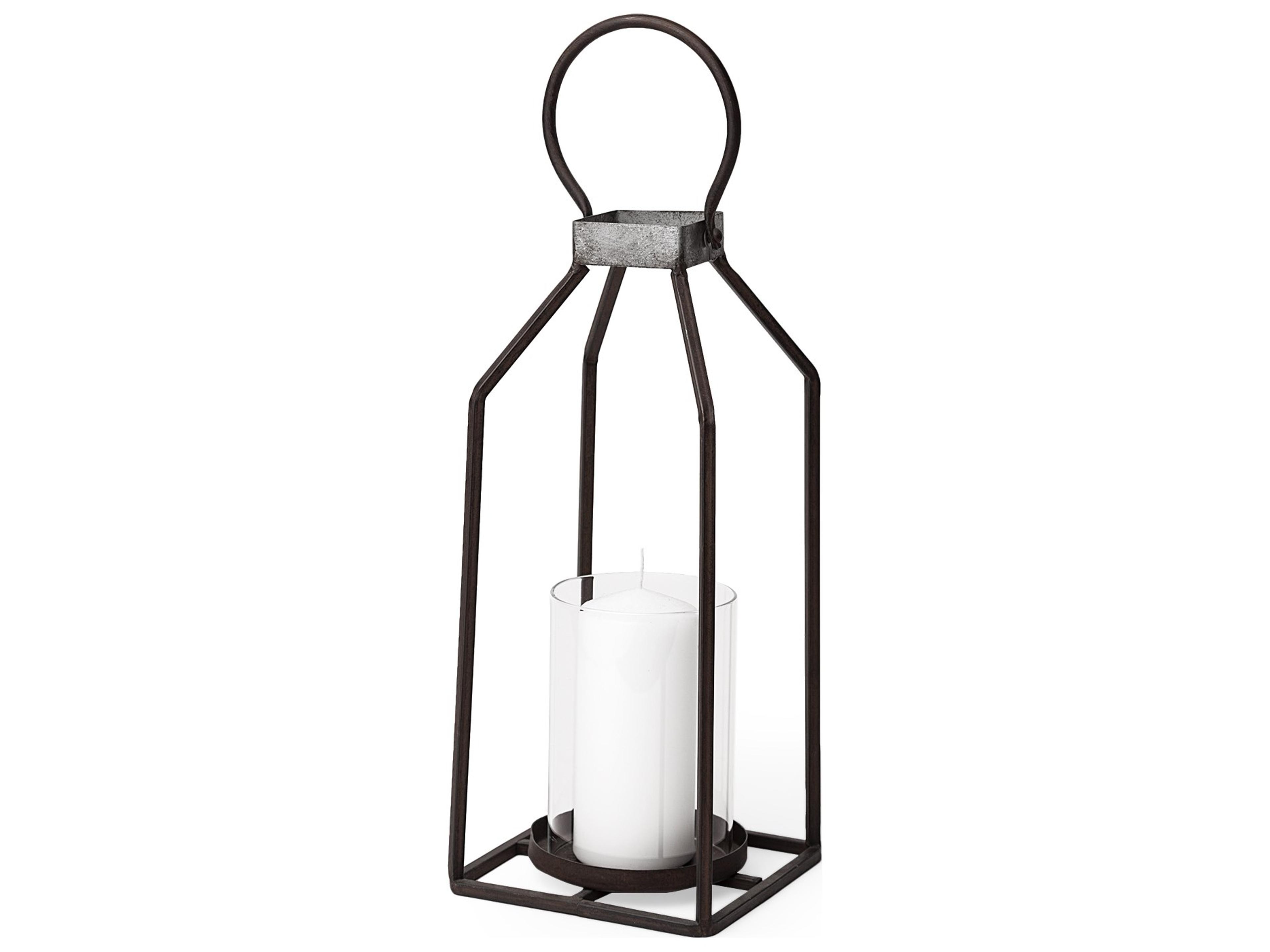 Kingston II Small Rustic Metal Framed Table Candle Holder