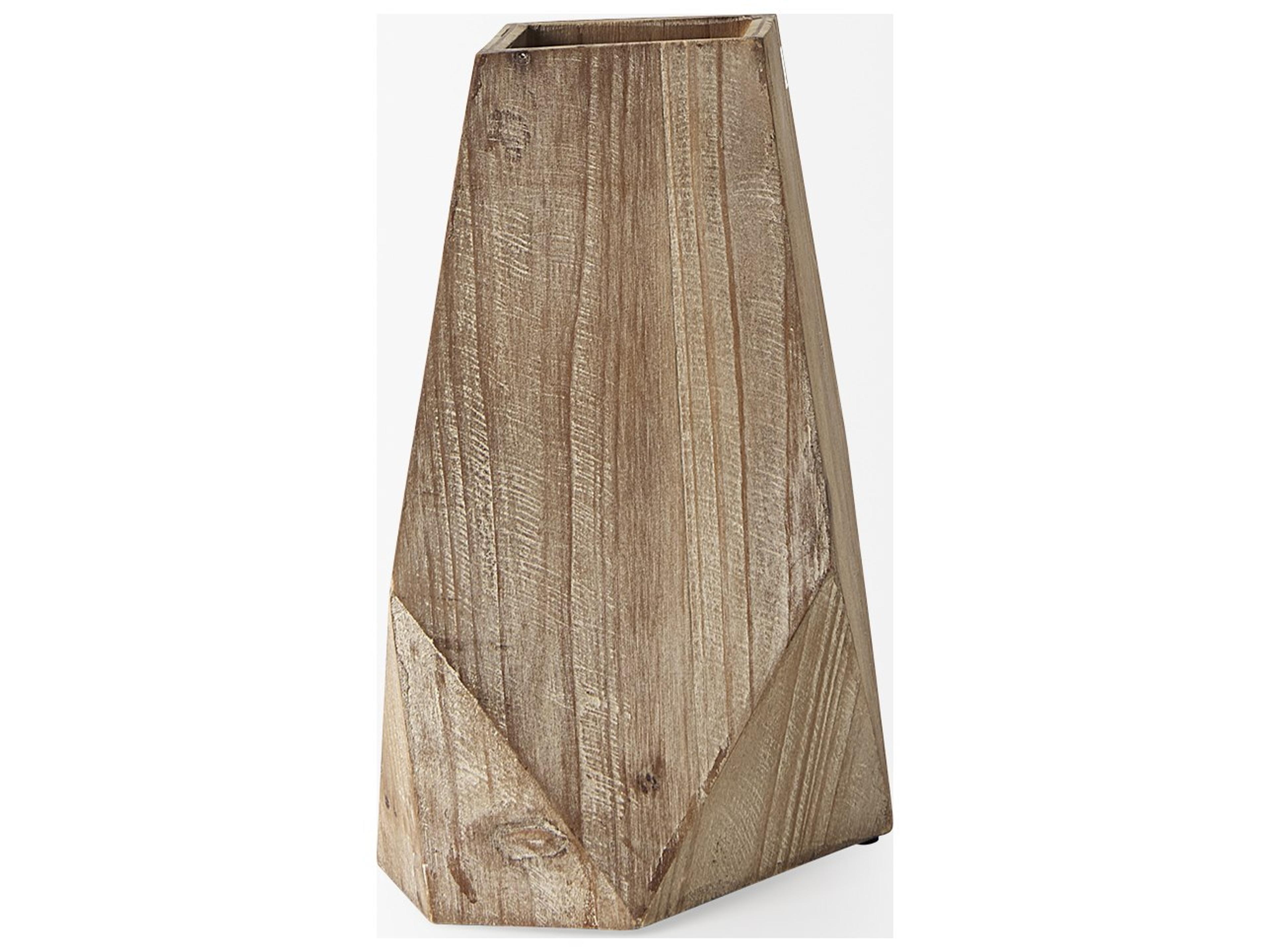 Mercana Allen III Tall Natural Wooden Base Oval Vase