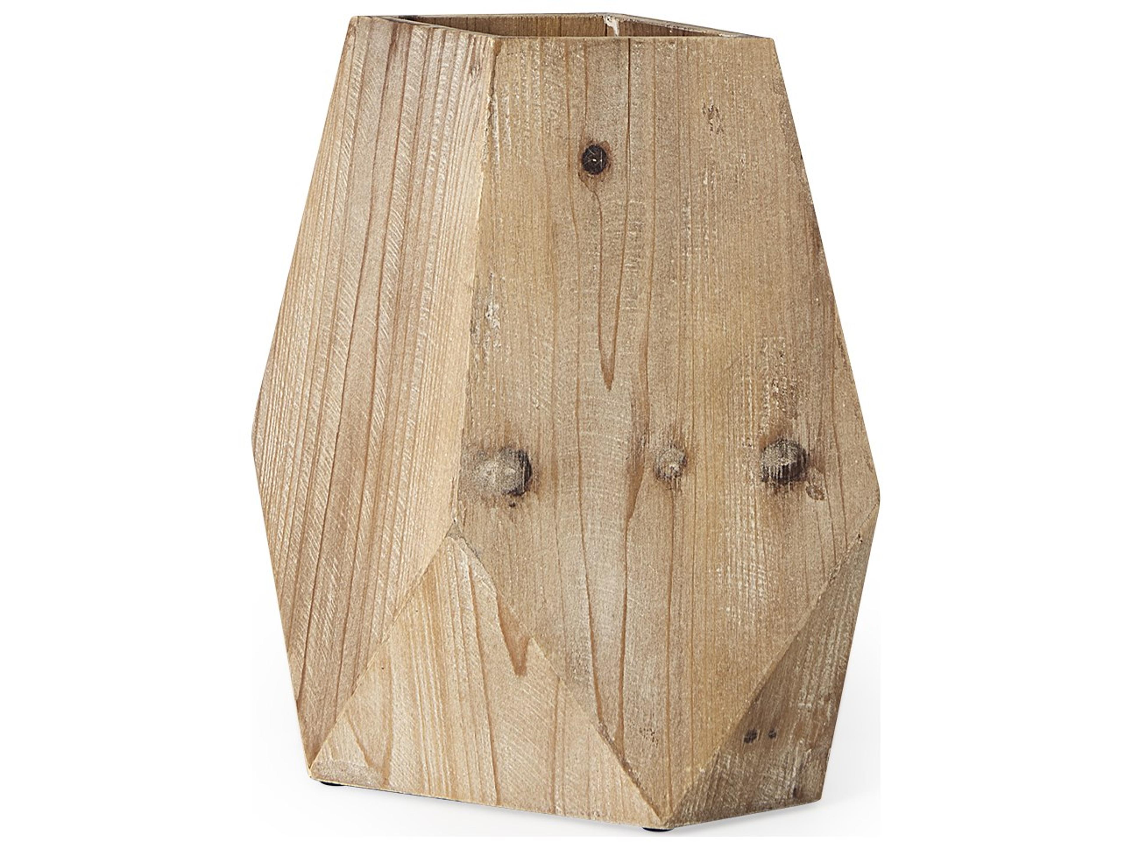 Allen III Tall Natural Wooden Base Oval Vase