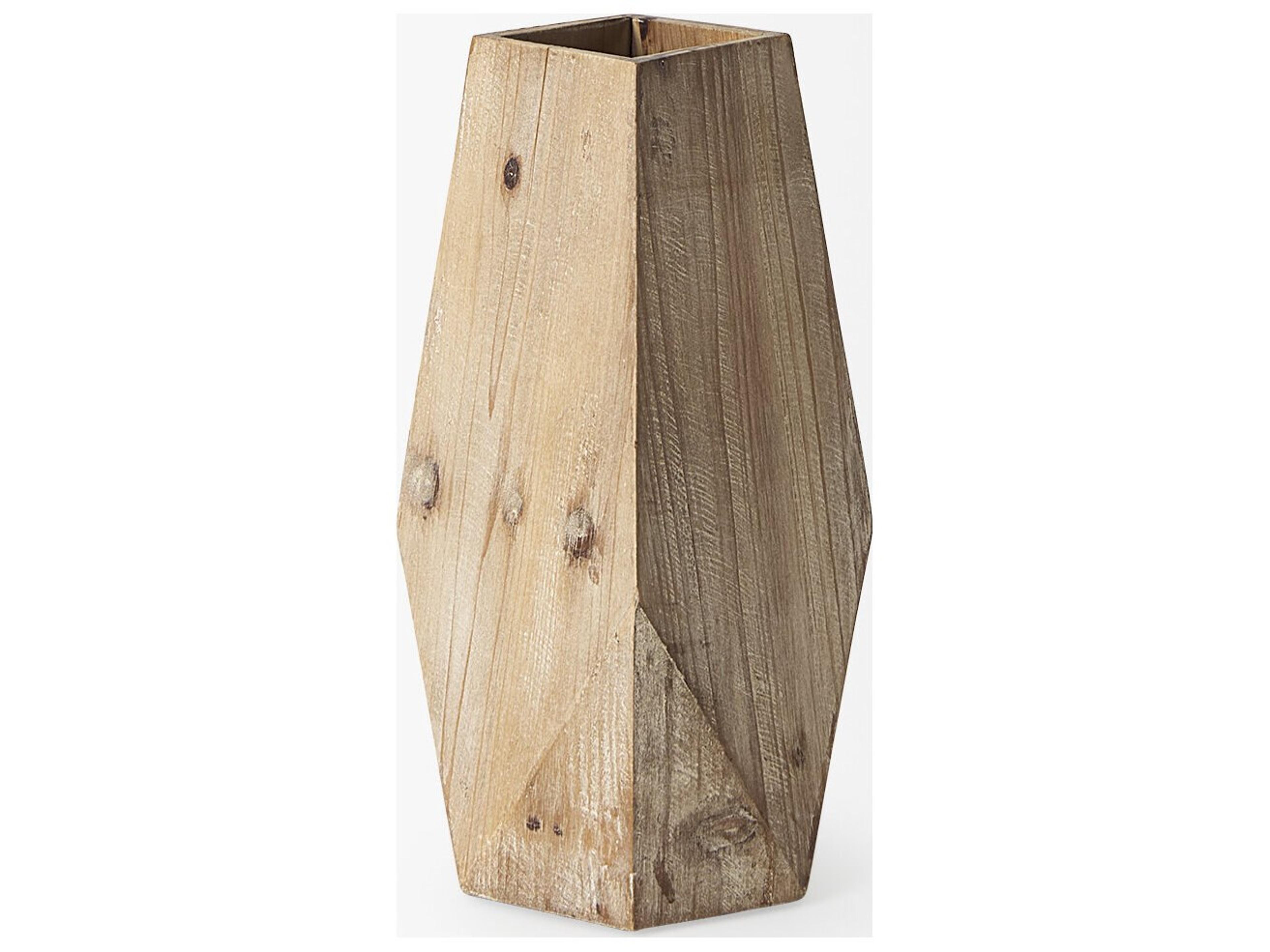 Mercana Allen III Tall Natural Wooden Base Oval Vase