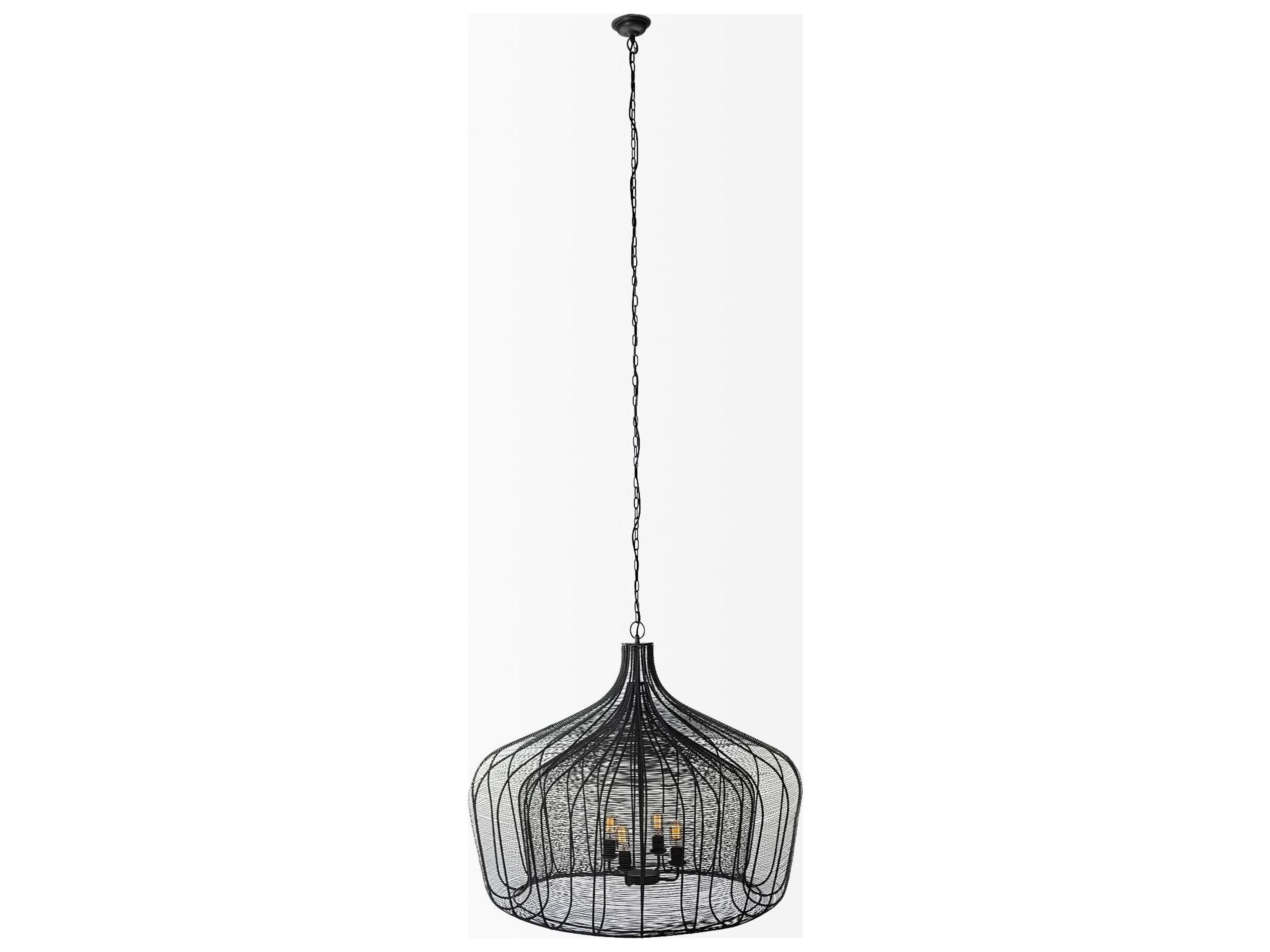 Mercana Camila (40"x31") Black Metal Mesh-Style Four Bulb Chandelier