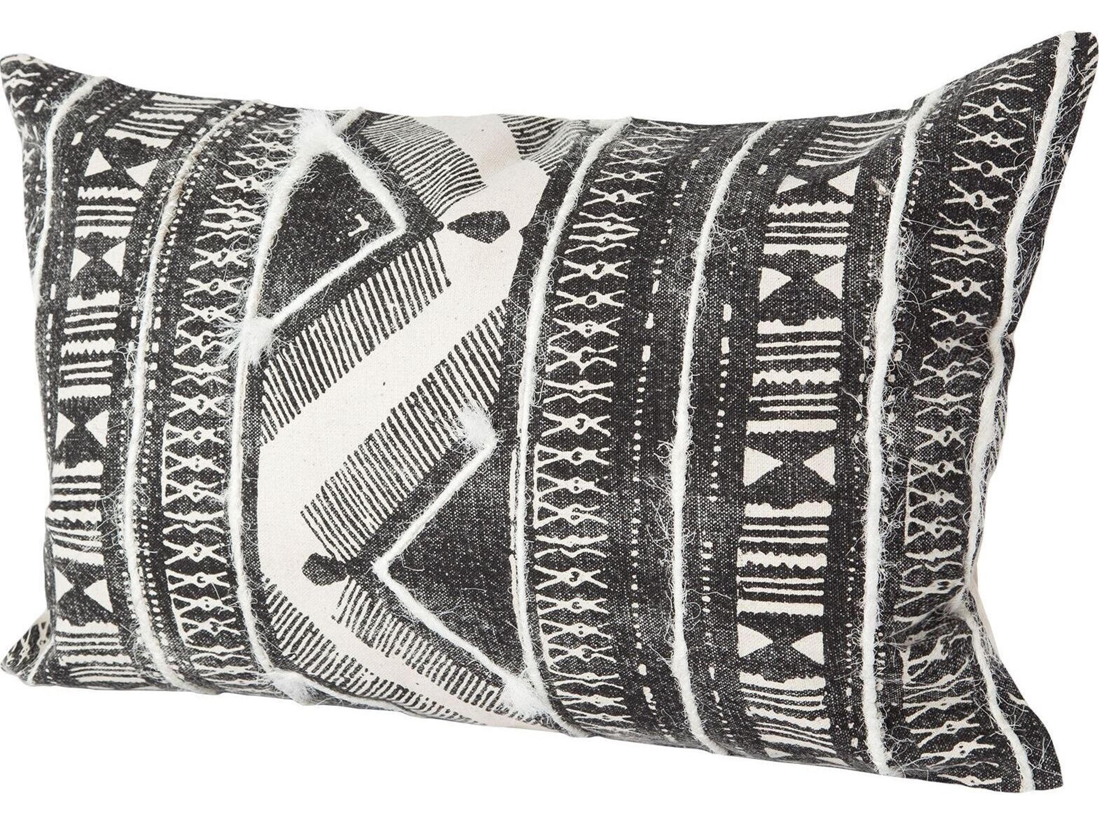 Mercana Beveridge II 14 x 26 Black And White Embroidered Pattern Decorative Pillow Cover