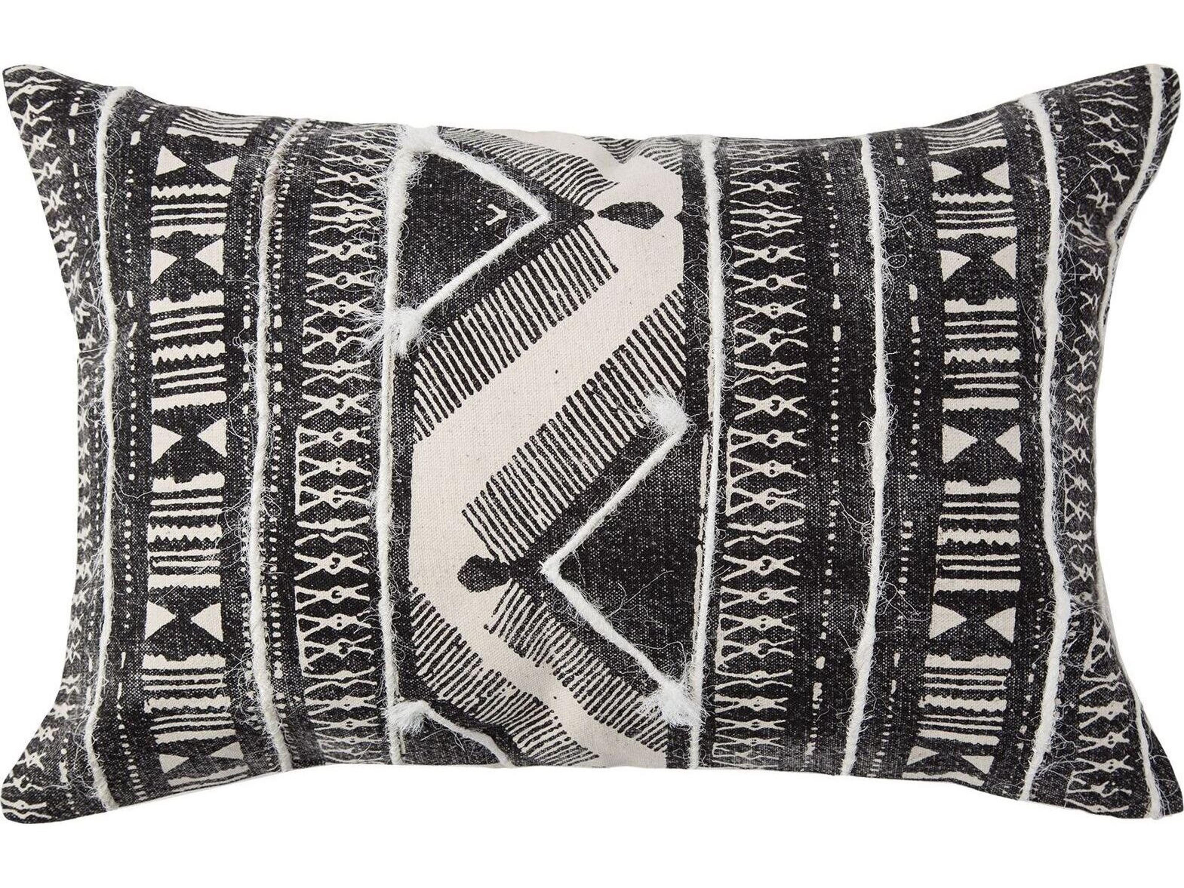 Mercana Beveridge II 14 x 26 Black And White Embroidered Pattern Decorative Pillow Cover