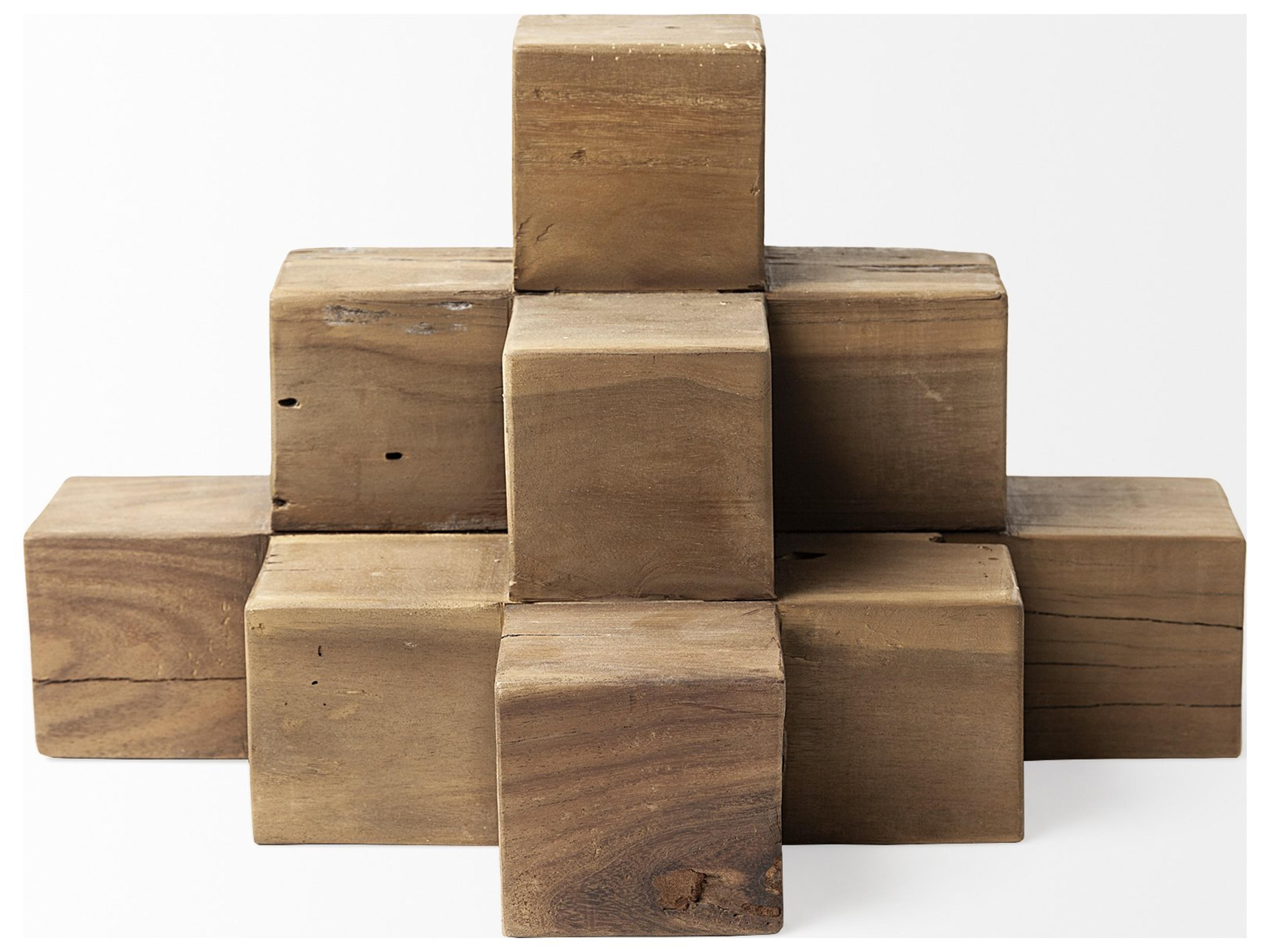 Mercana Rubik 15L x 10W Natural Wooden Cube Display Object