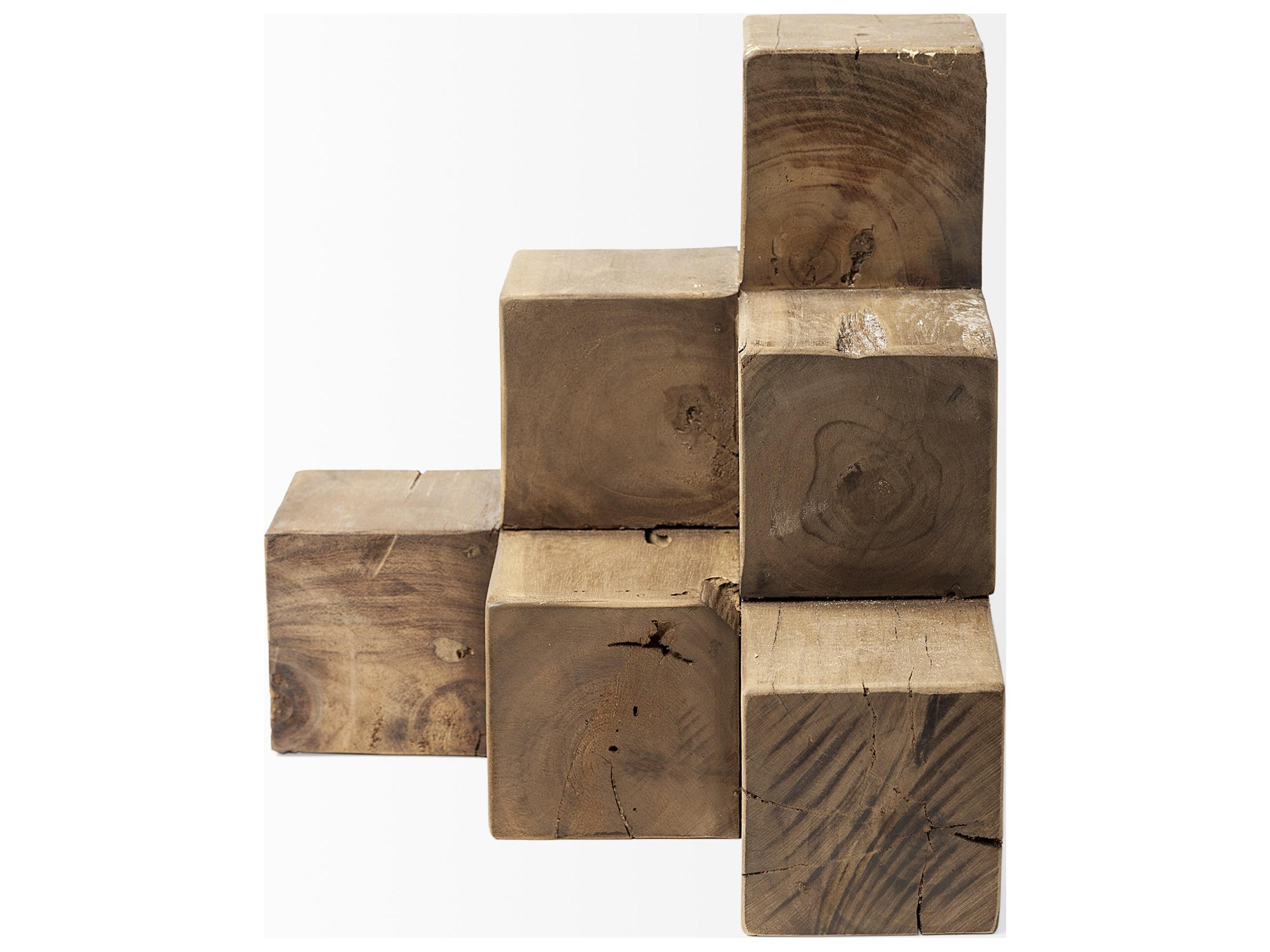 Mercana Rubik 15L x 10W Natural Wooden Cube Display Object