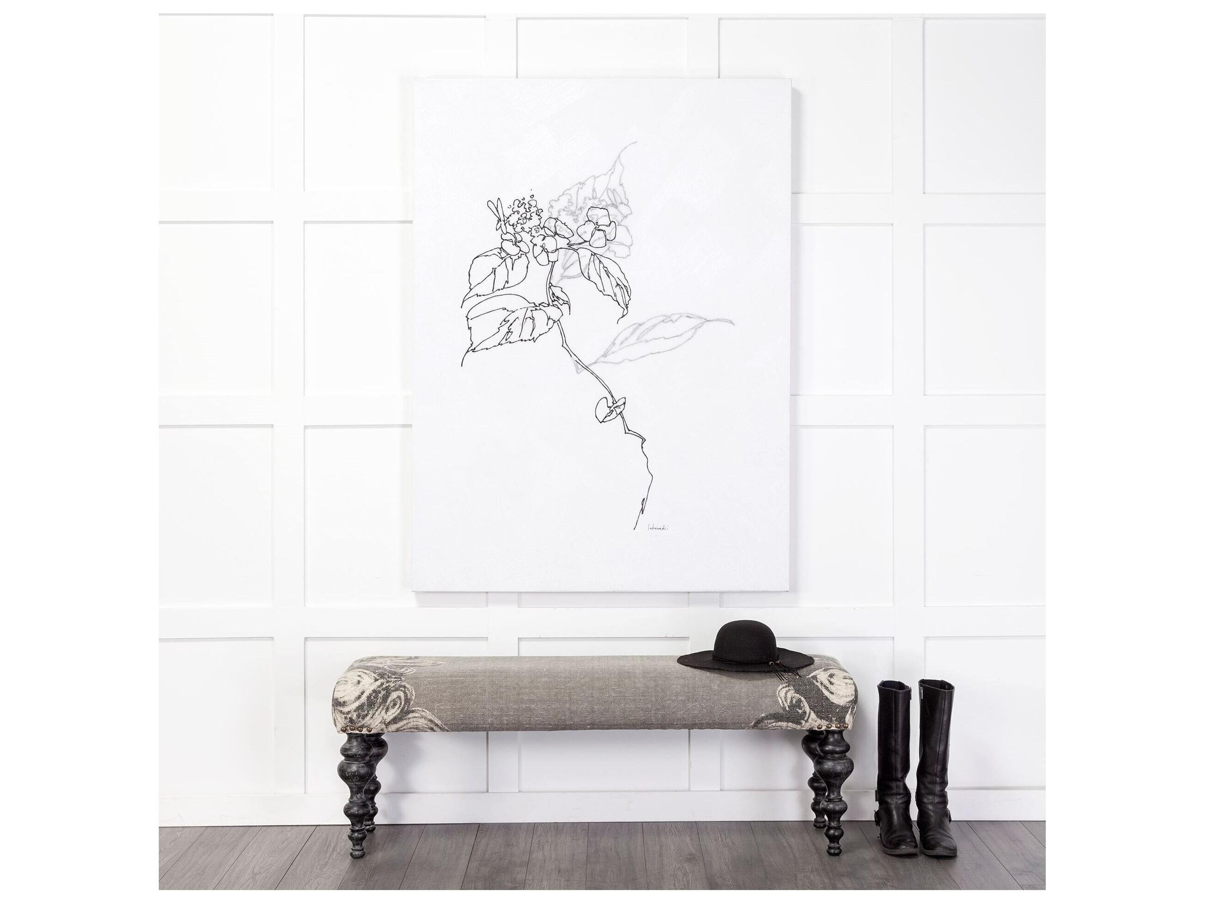 Mercana Alhambra 55L x 14W Upholstered Gray Seat W/Black Wood Legs Accent Bench