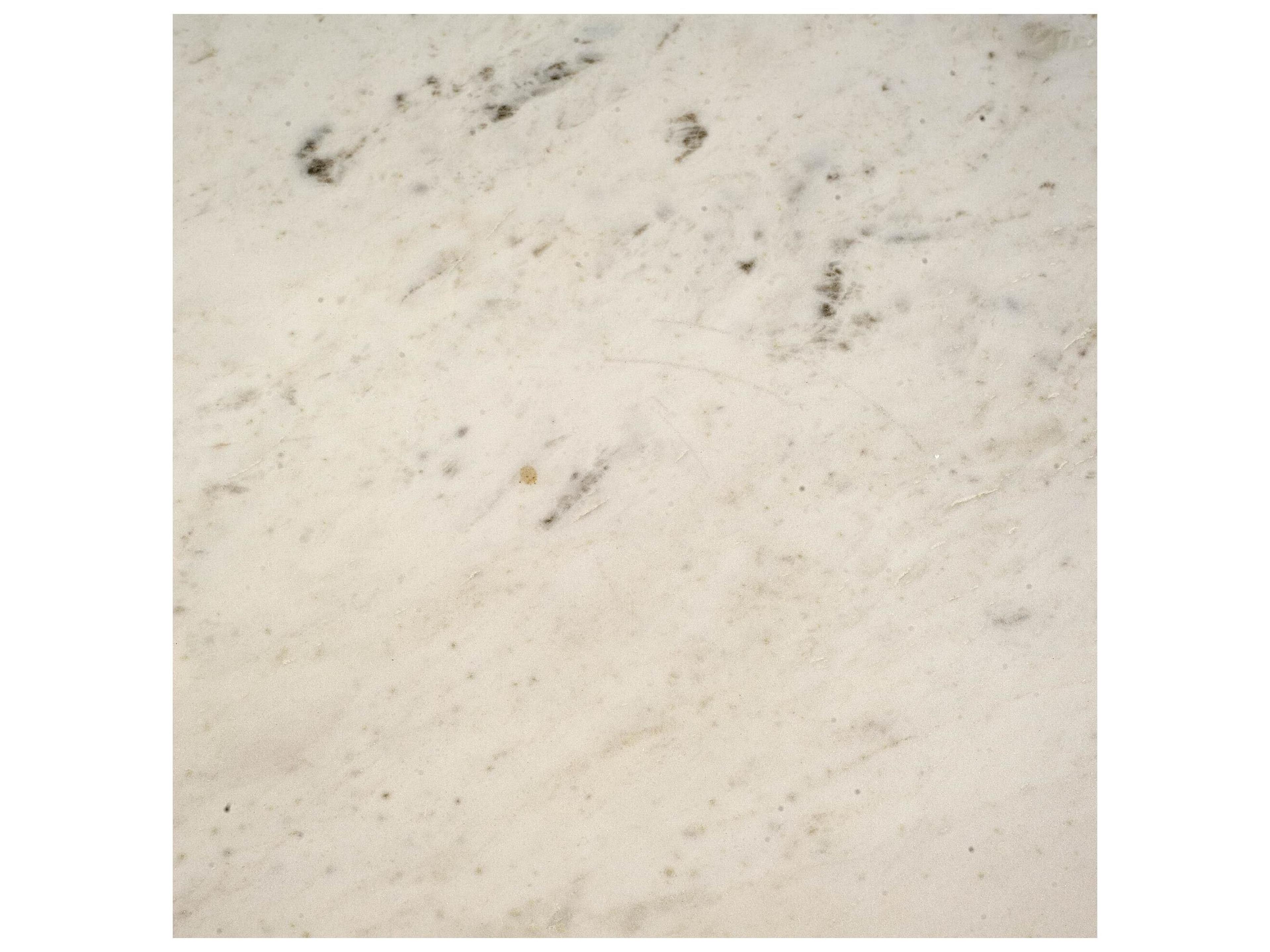 Mercana Veneto 40" Round White Marble Top with Black Metal Base Dining Table