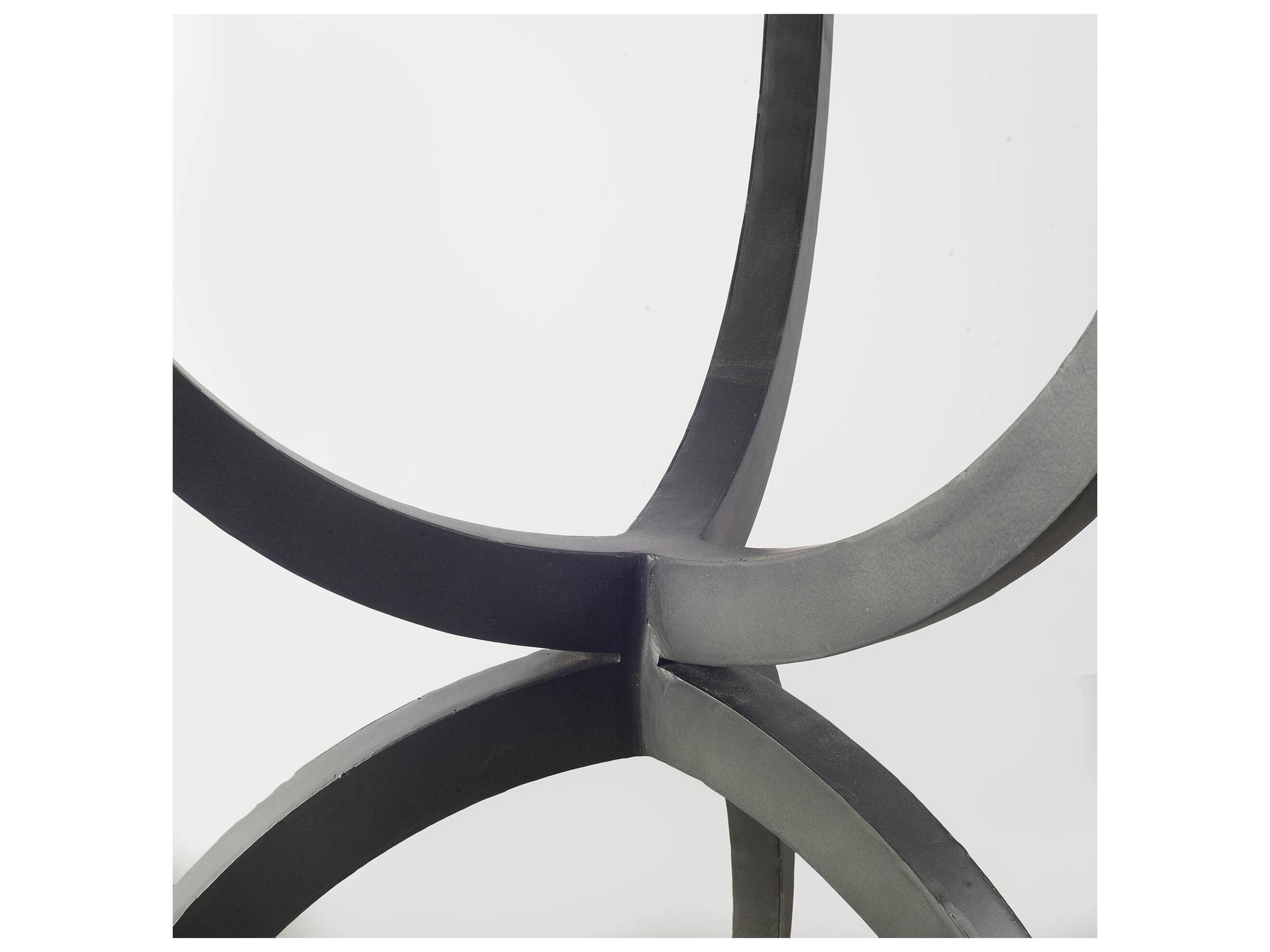 Mercana Veneto 40" Round White Marble Top with Black Metal Base Dining Table