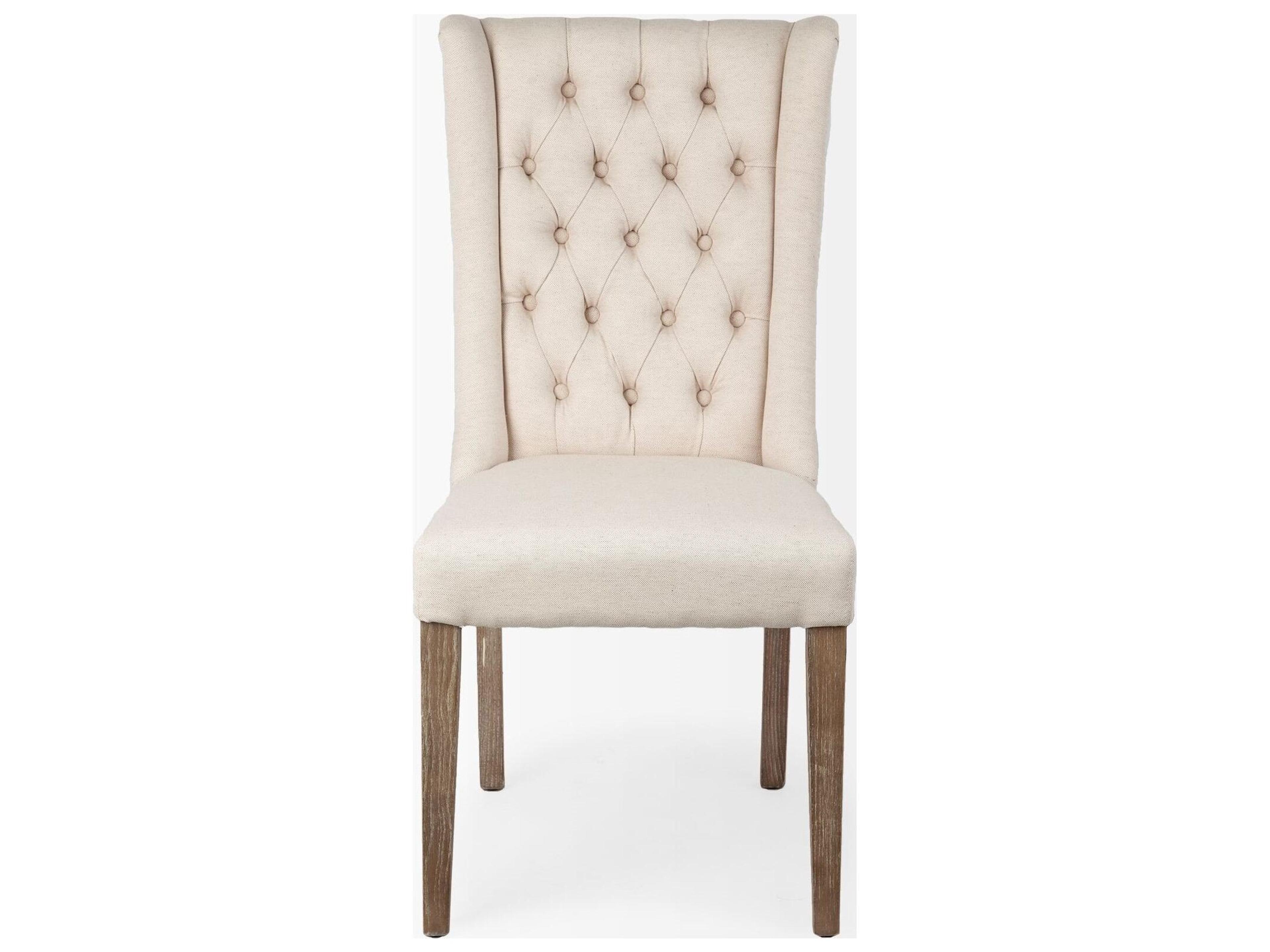 Mercana Mackenzie I Cream Plush Linen Covering Ash Solid Wood Base Dining Chair