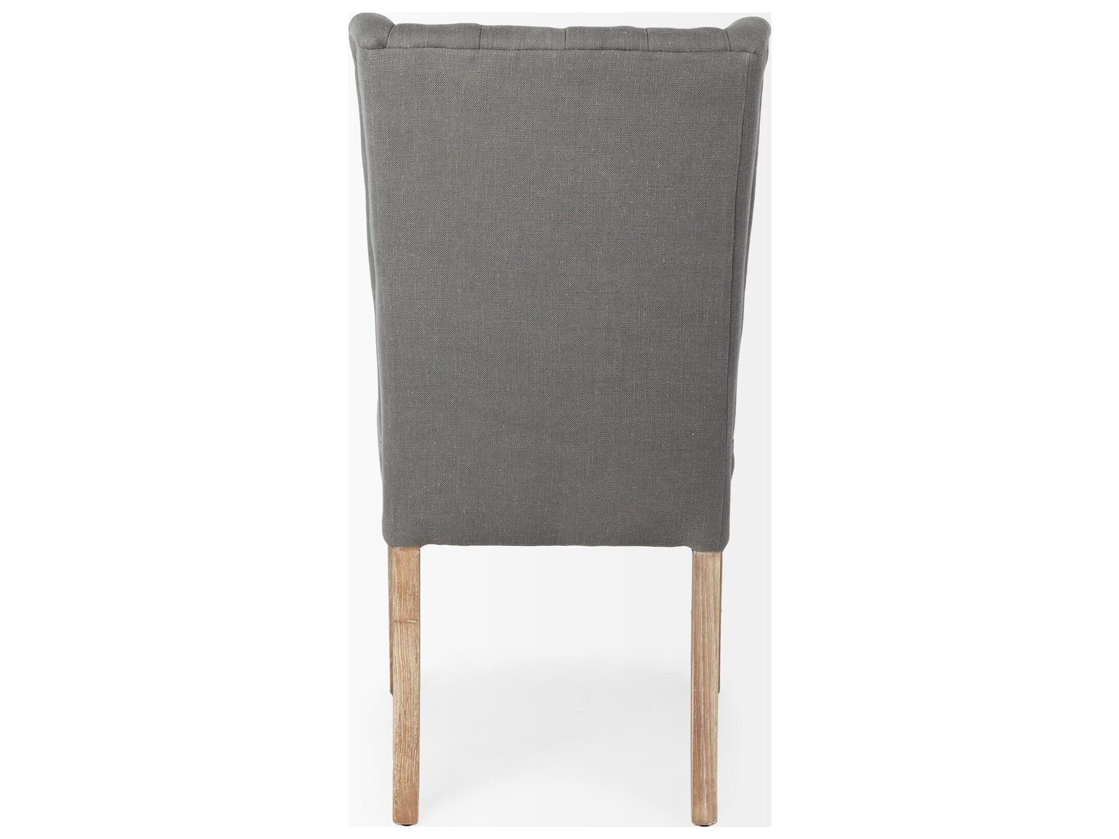 Mercana Mackenzie II Gray Plush Linen Covering Ash Solid Wood Base Dining Chair