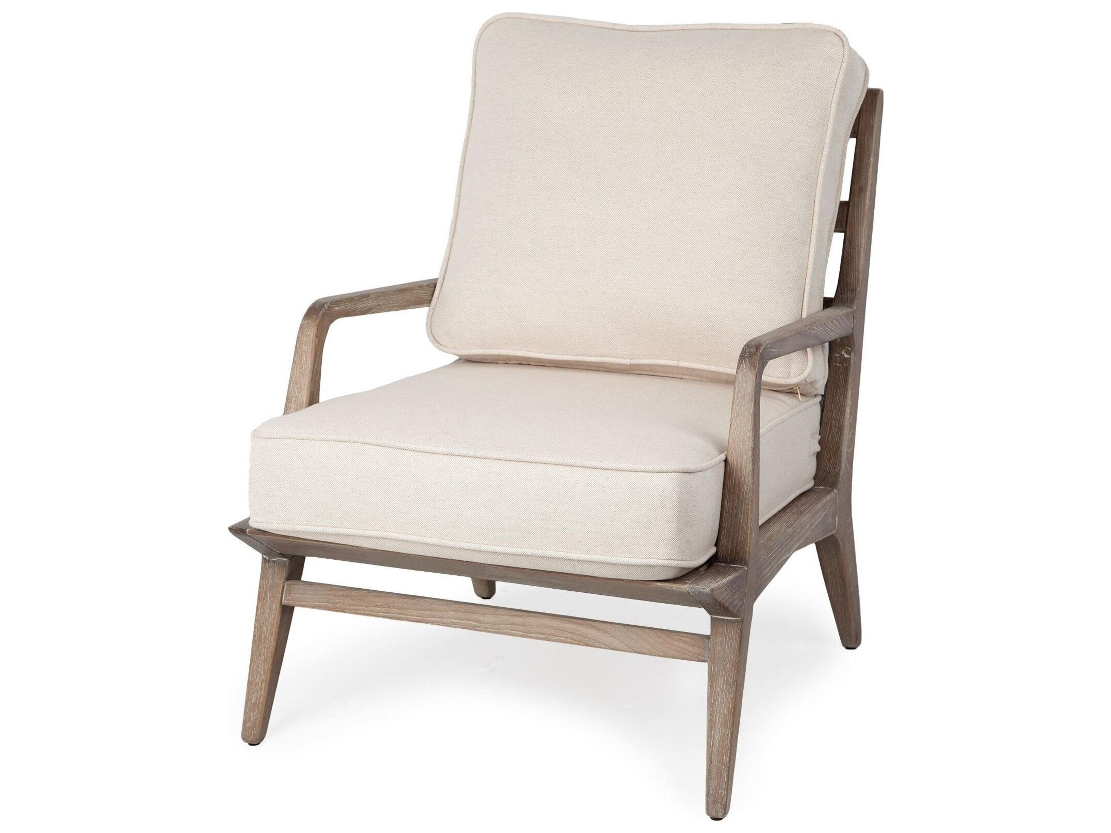 Harman II Off-White Fabric Seat w/ Wood Frame Accent Chair