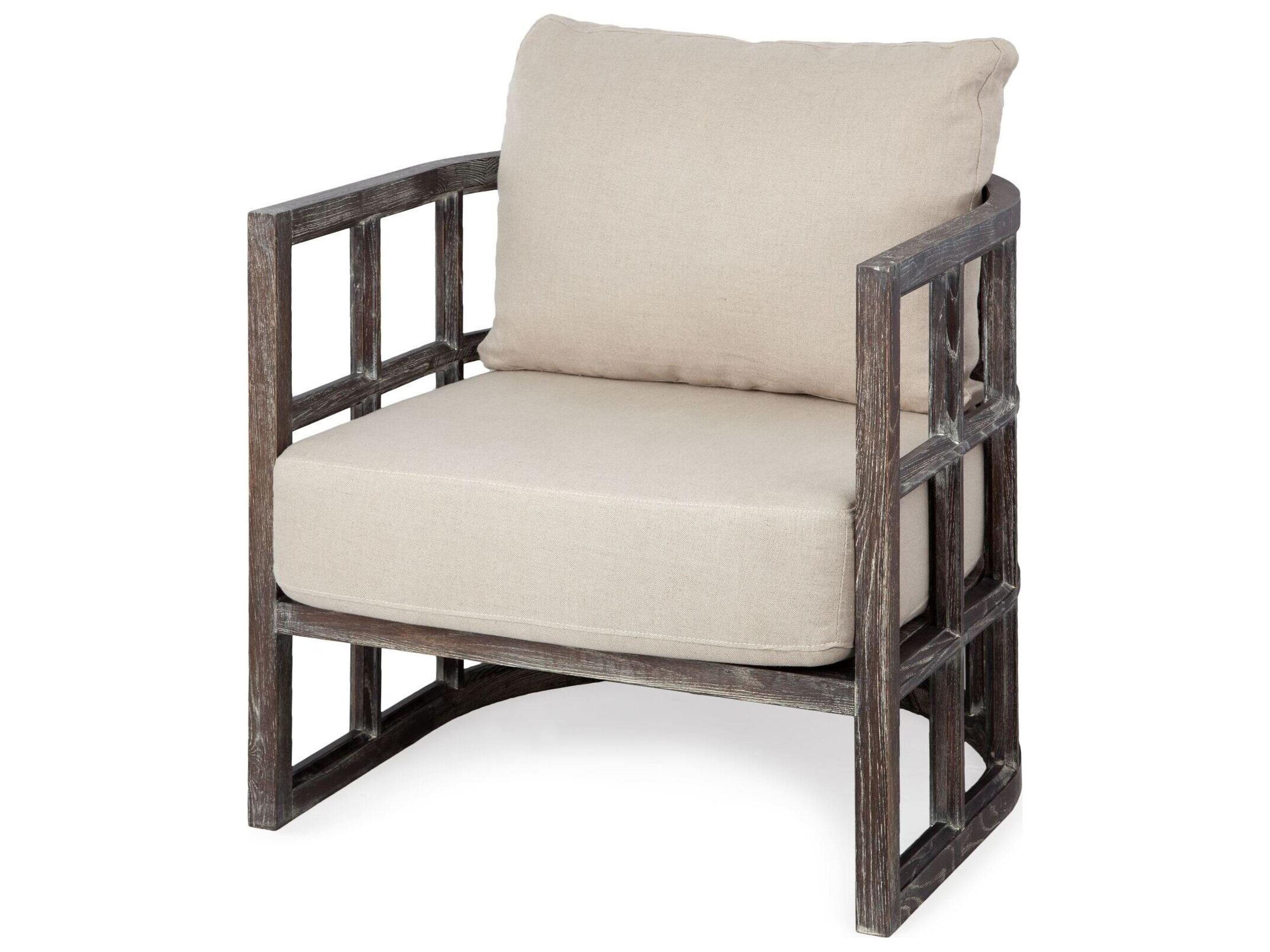 Skylar I Cream Fabric Covered Cushioned Demi-Lune Wooden Frame Accent Chair