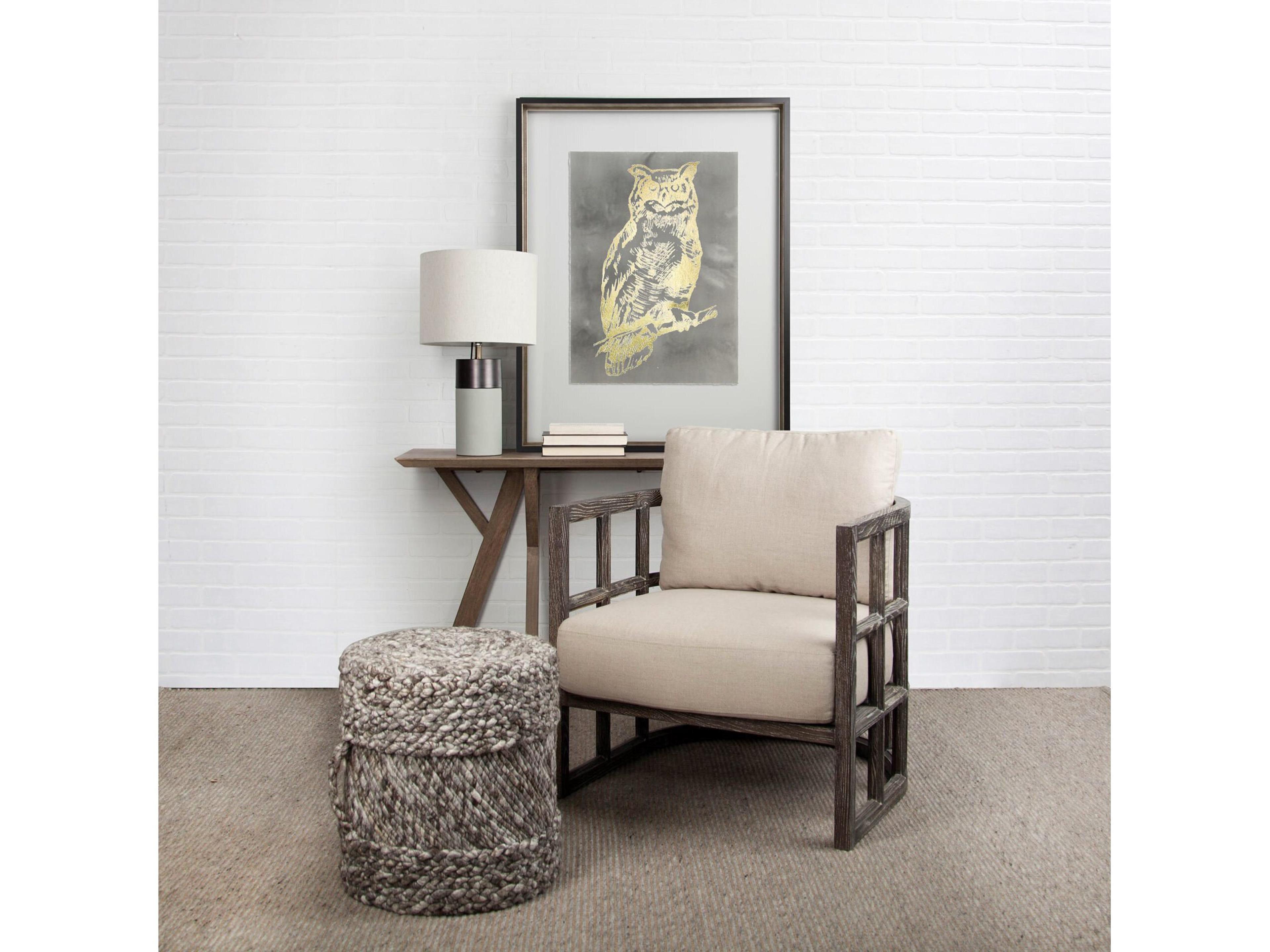 Mercana Skylar I Cream Fabric Covered Cushioned Demi-Lune Wooden Frame Accent Chair