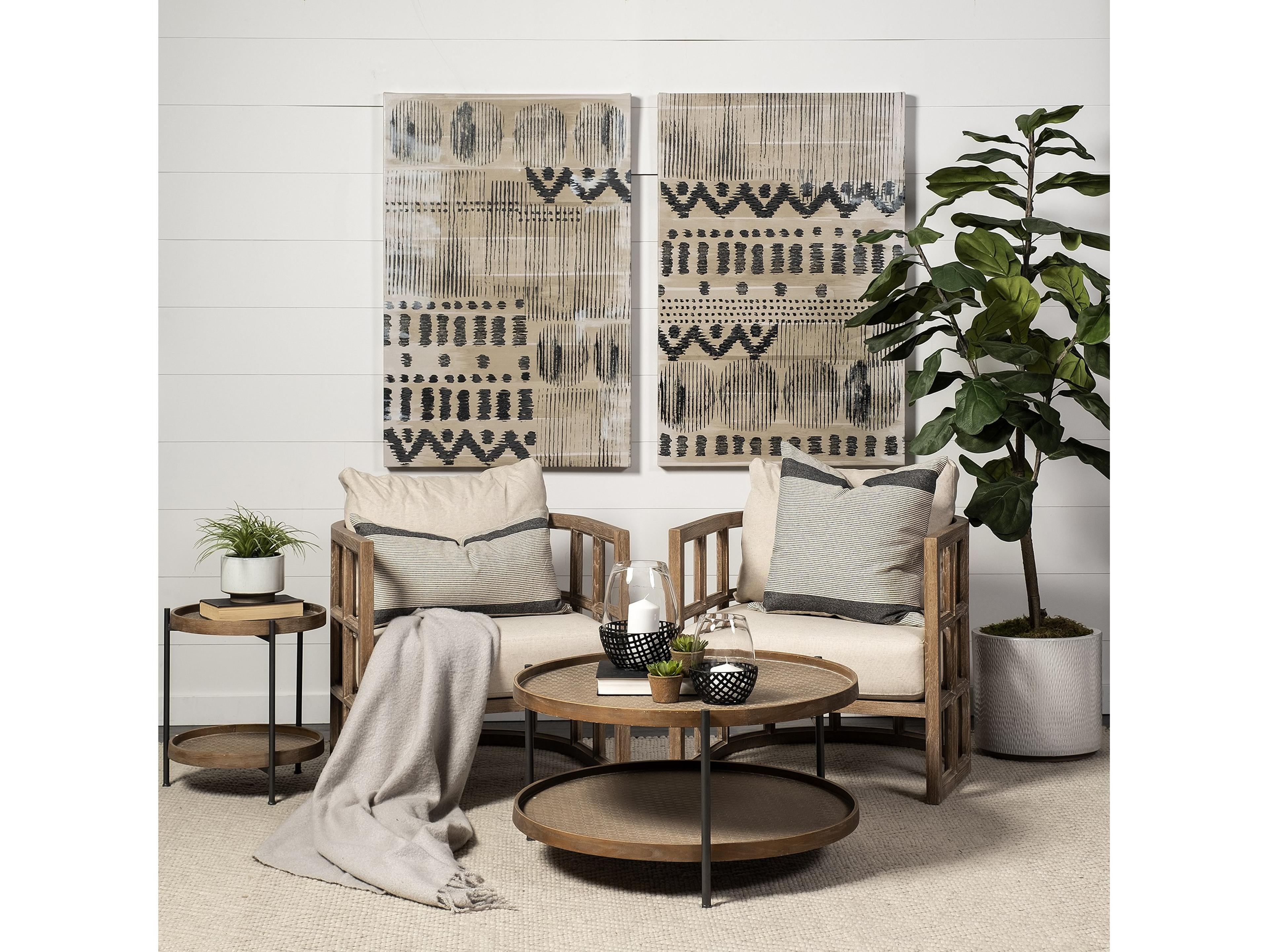 Mercana Skylar II Tan Fabric Covered Cushioned Demi-Lune Wooden Frame Accent Chair