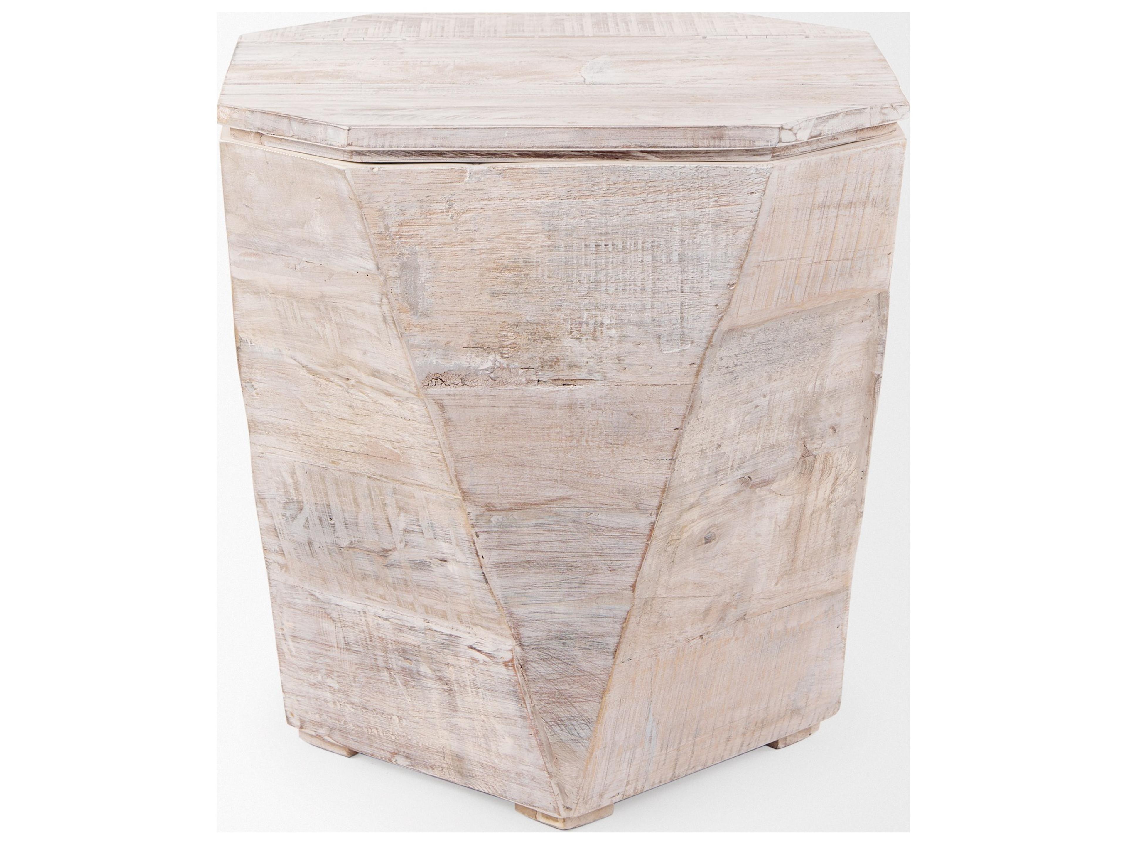 Mercana Esagono Octagonal Reclaimed Wood End/Side Table w/ Storage