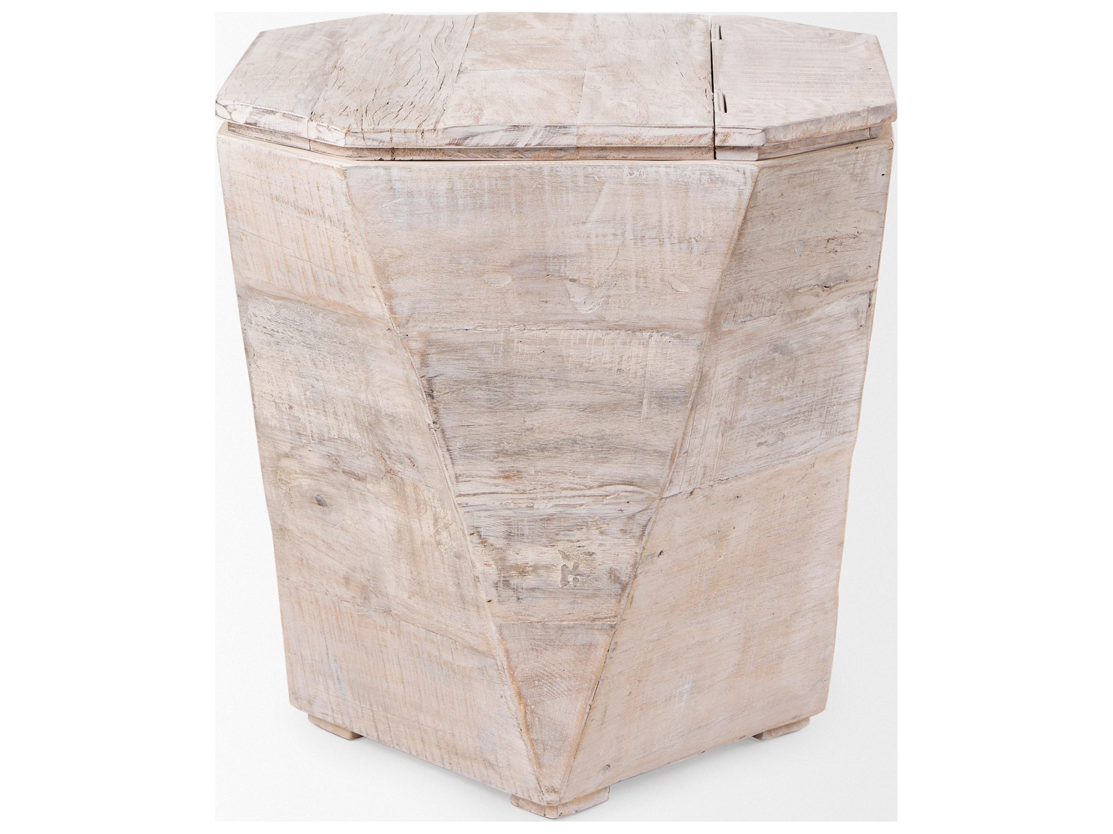 Mercana Esagono Octagonal Reclaimed Wood End/Side Table w/ Storage