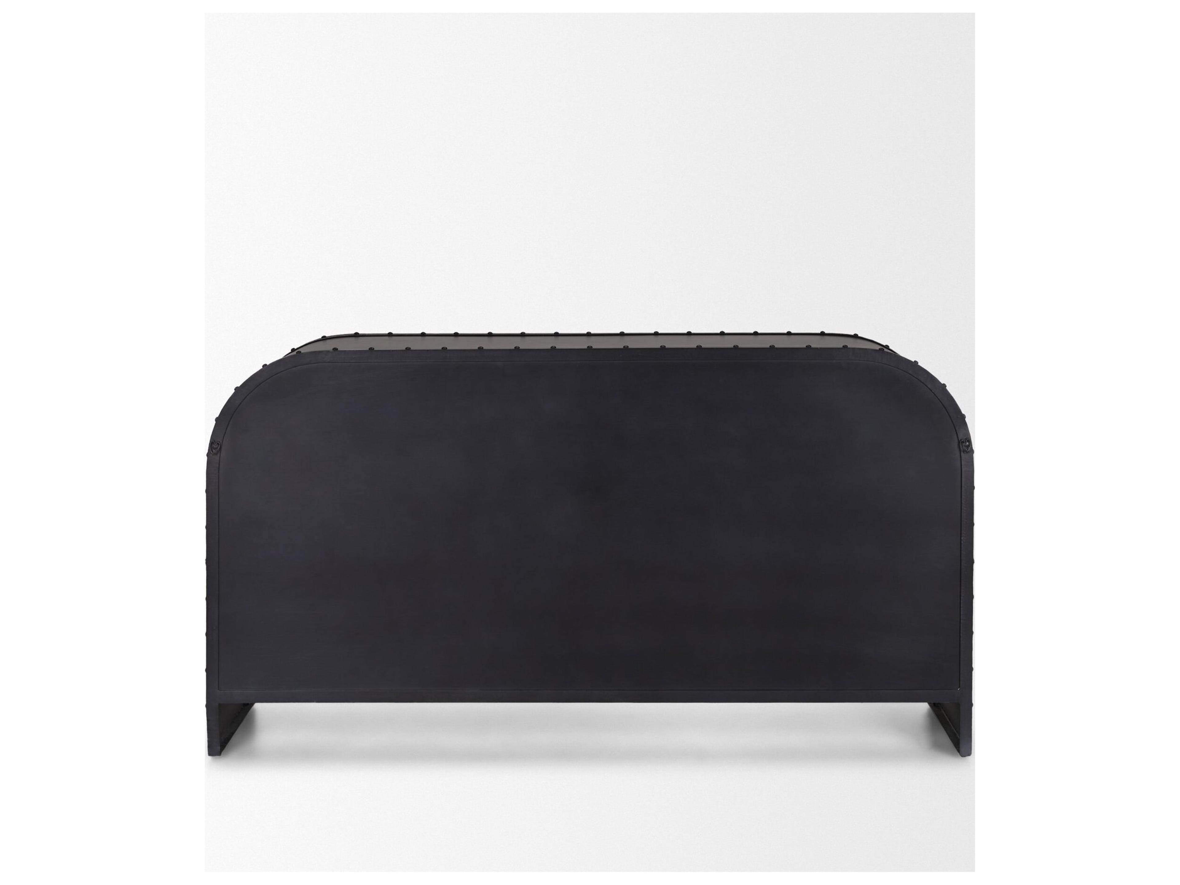 Mercana Gehry I 62.3x16.5 Black Metal Frame w/Wood Accent 4 Cabinet Door Two Drawer Sideboard