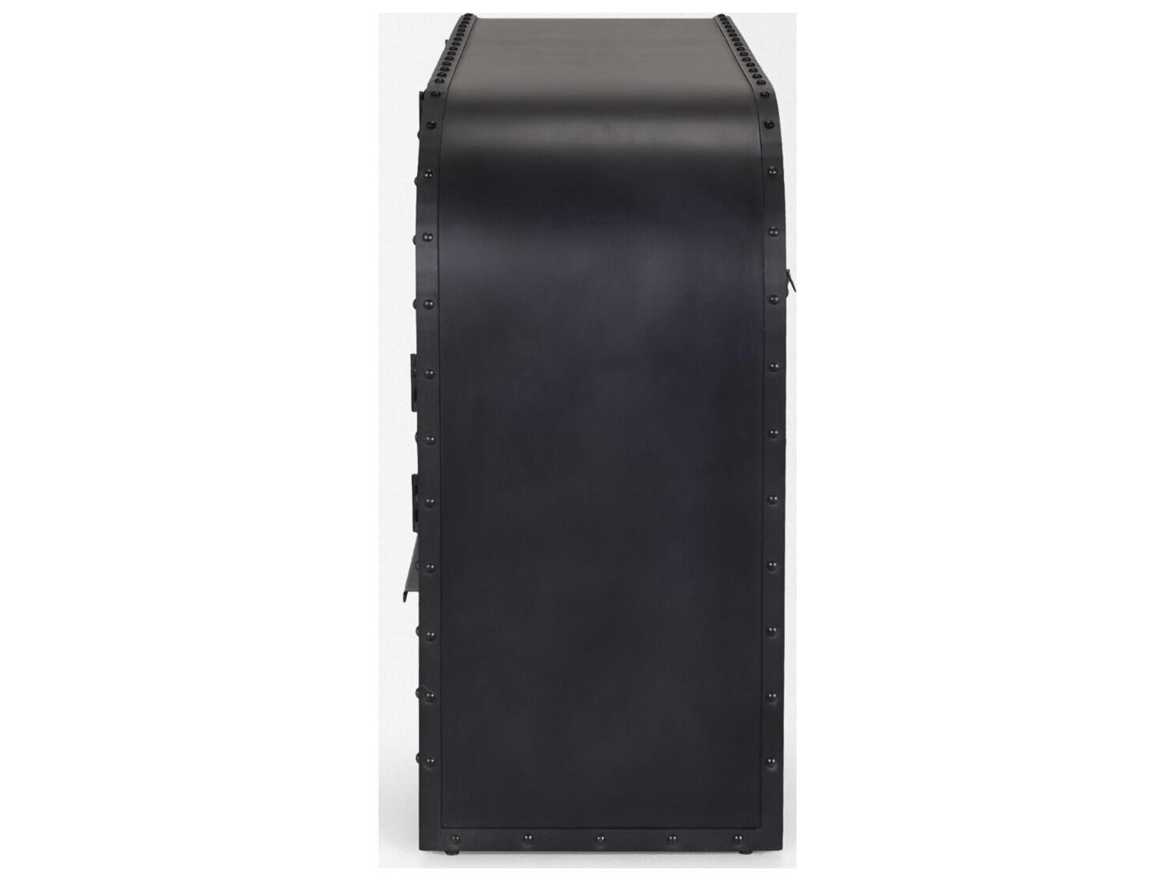 Mercana Gehry I 62.3x16.5 Black Metal Frame w/Wood Accent 4 Cabinet Door Two Drawer Sideboard