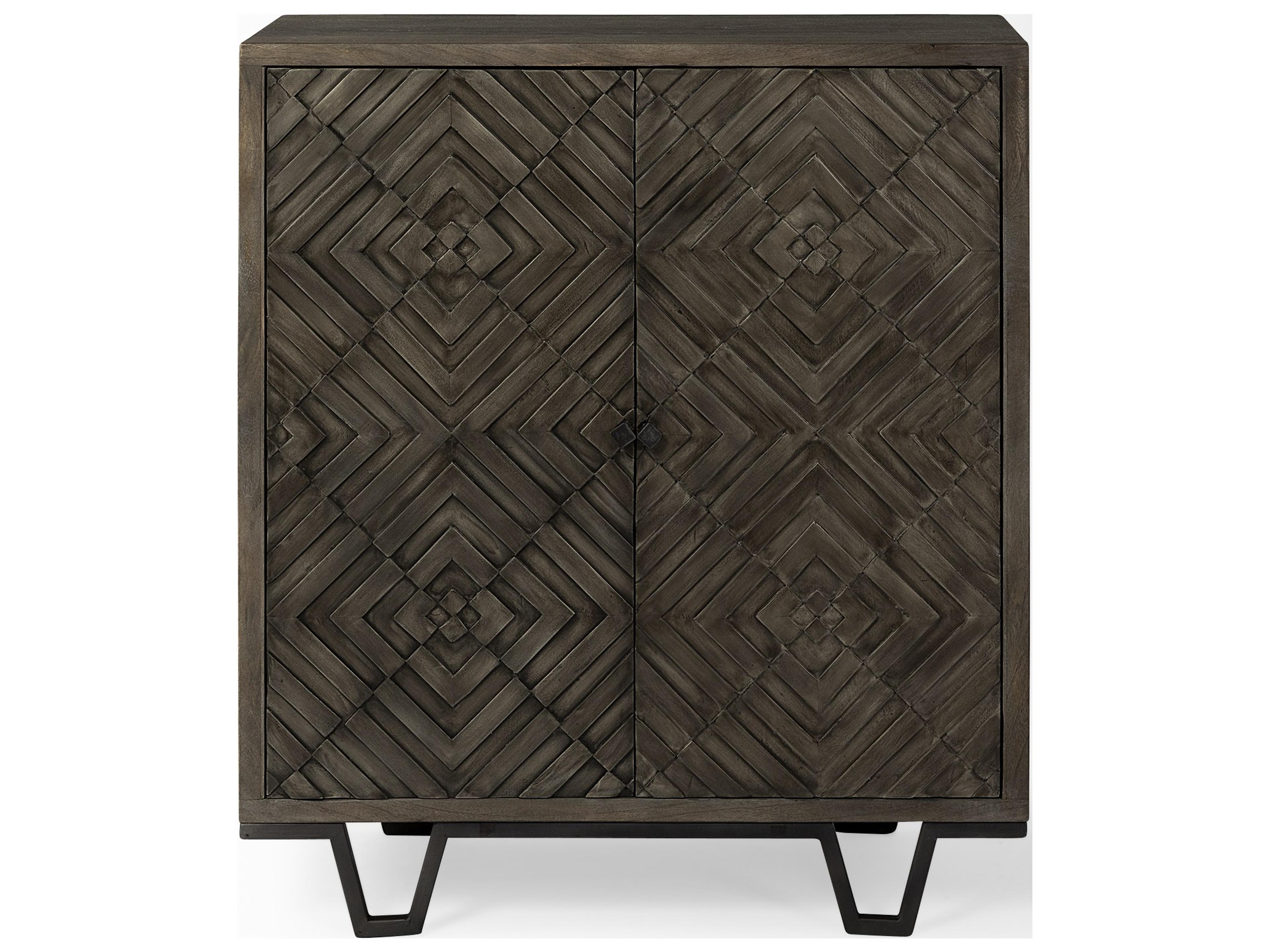 Mercana Argyle I 36L x 16W Dark Brown And Metal 2 Door Accent Cabinet