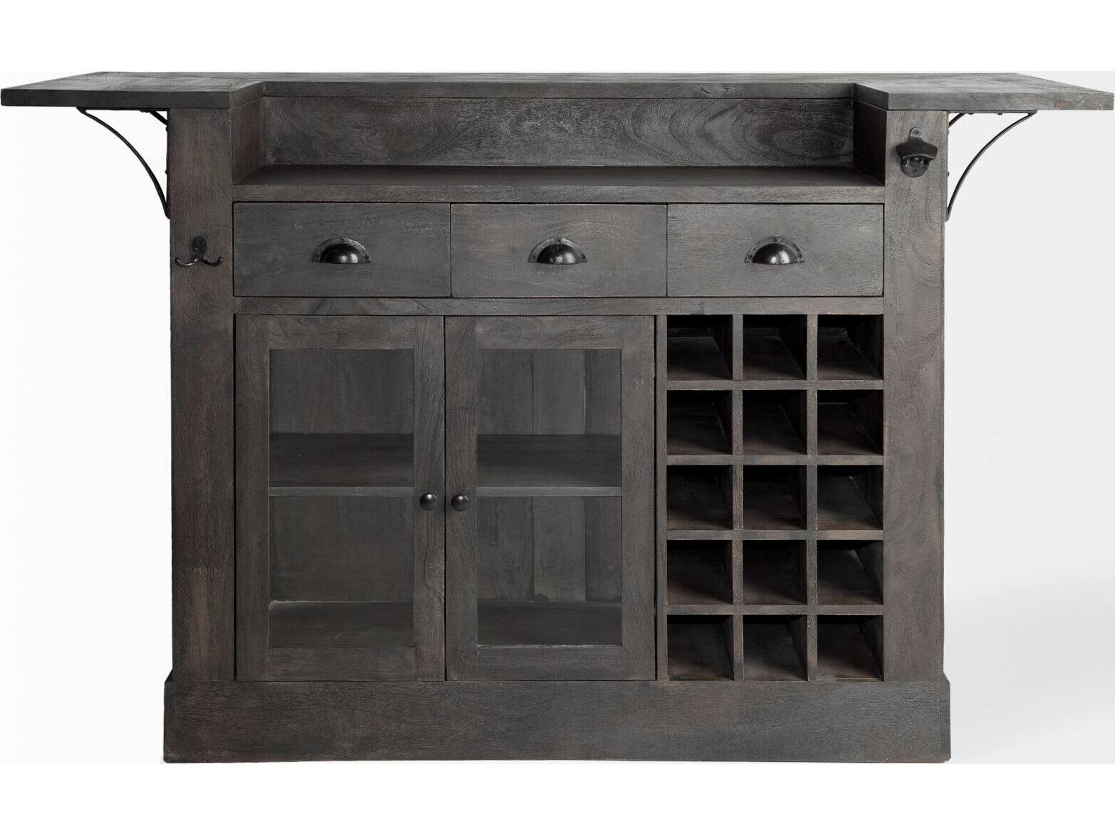 Mercana Cheers Dark Brown Solid Wood  Wine Bottle Storage Kitchen Island