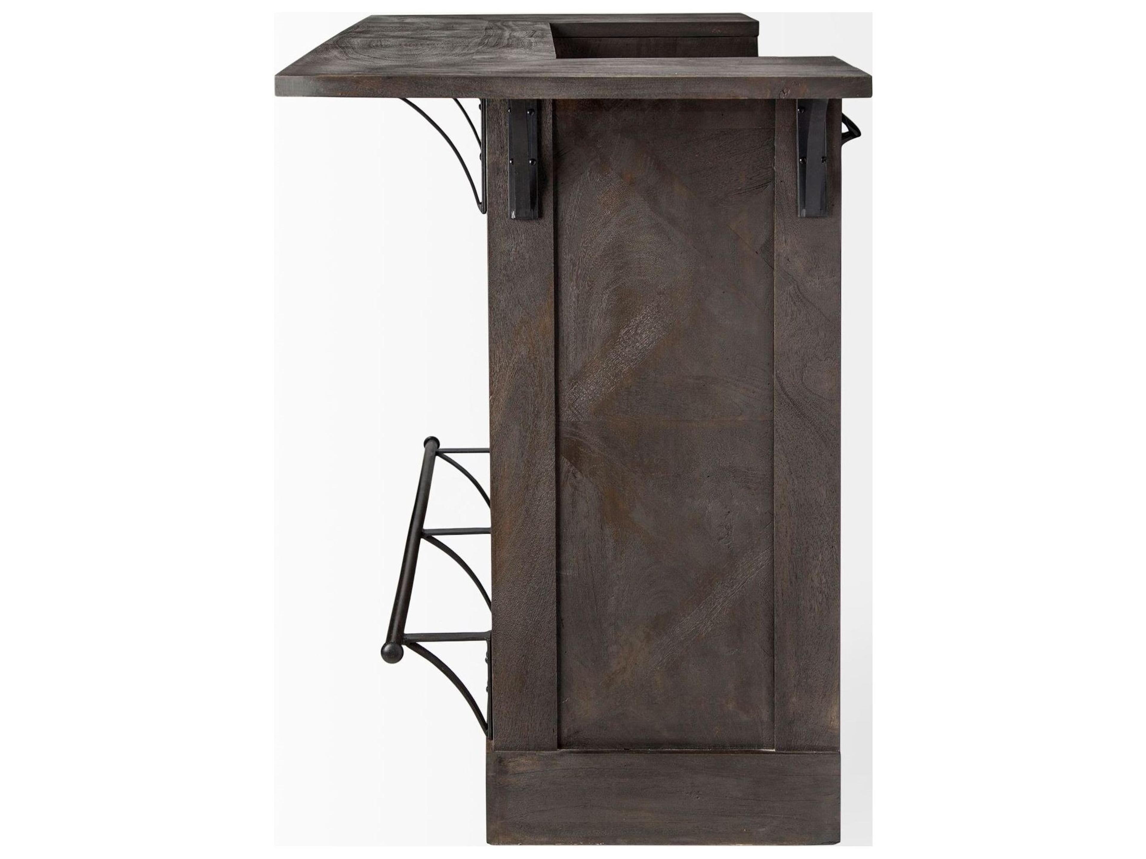 Mercana Cheers Dark Brown Solid Wood  Wine Bottle Storage Kitchen Island