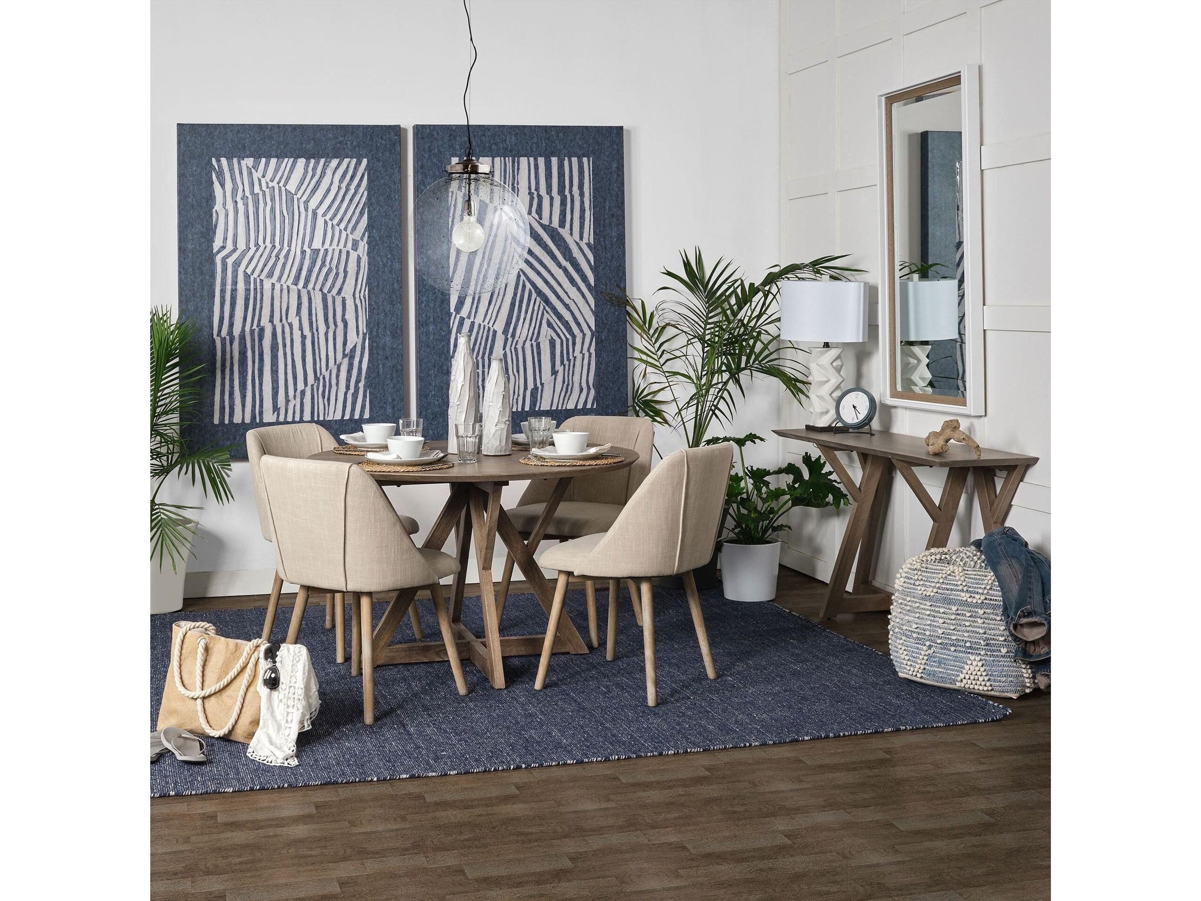 Mercana Rofi Blue Denim and Cream Cotton Stitched Square Pouf