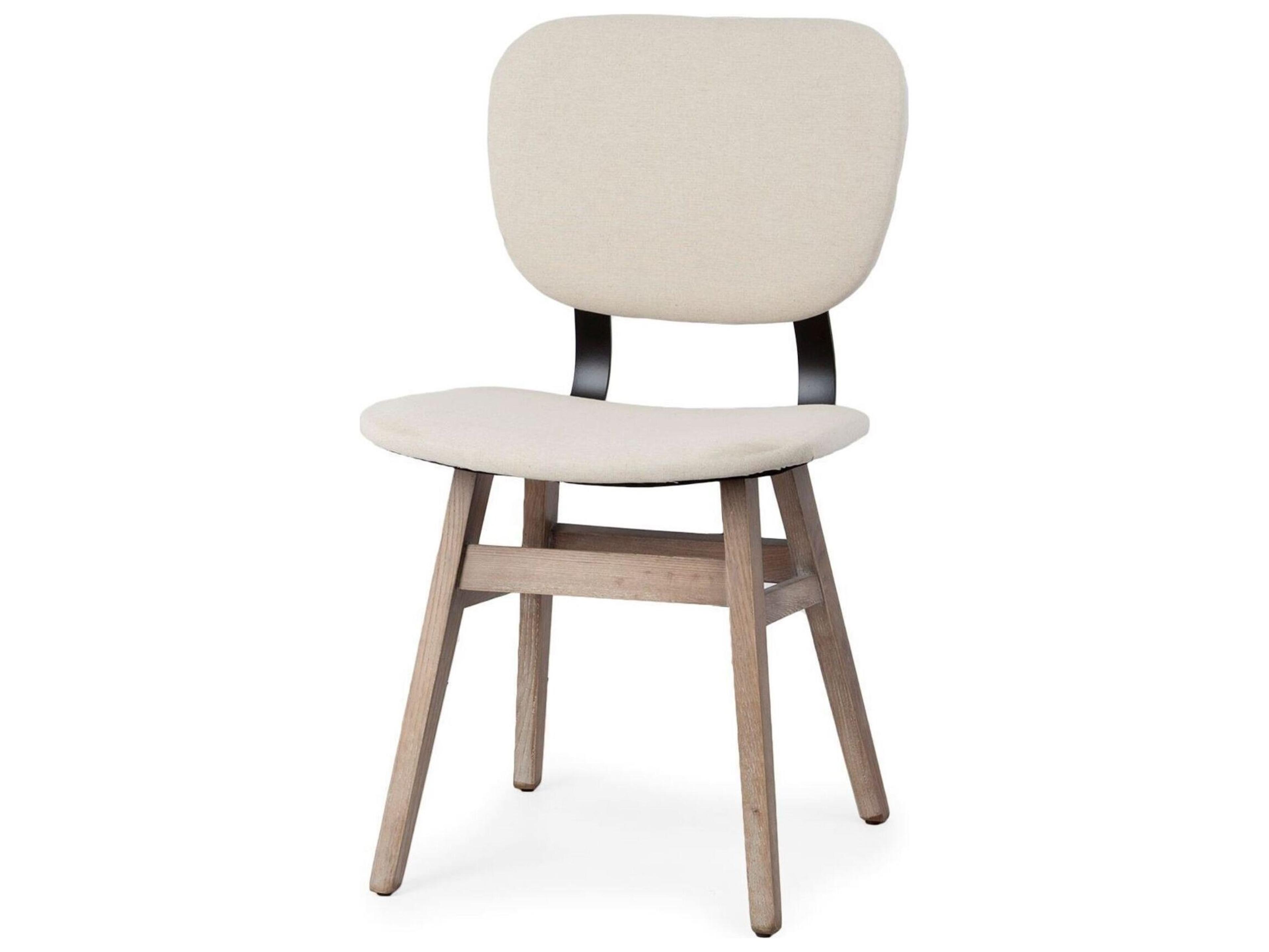 Haden I Cream Fabric Wrap Brown Solid Wood Base Dining Chair