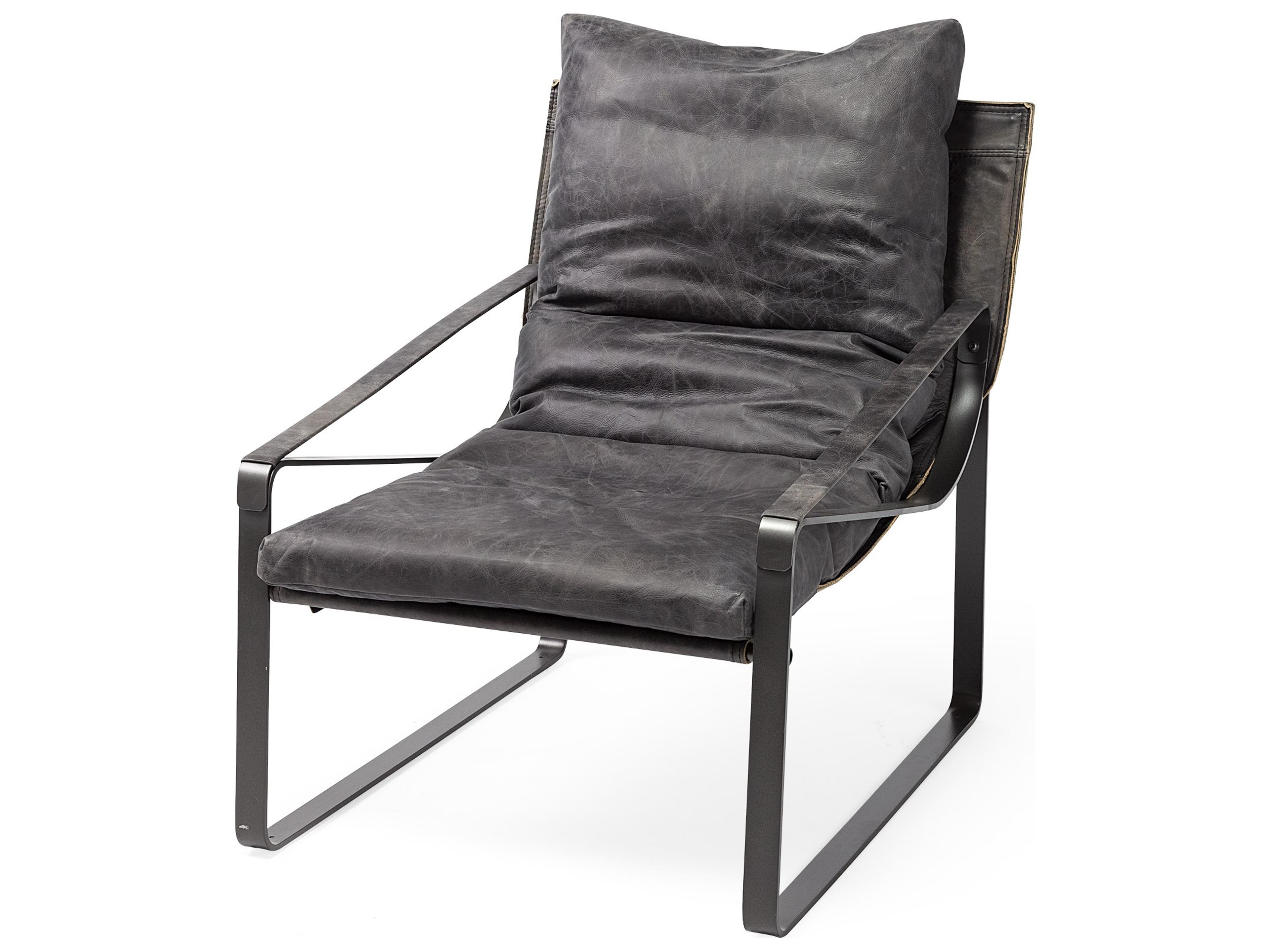 Hornet II Black Leather Body Metal Frame Accent Chair