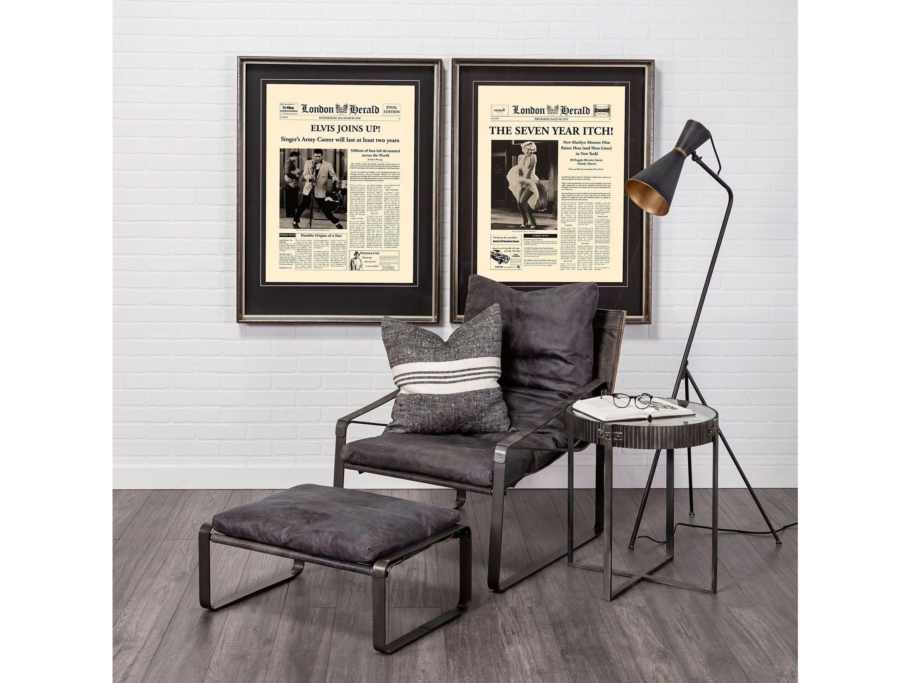 Mercana Hornet II Black Leather Body Metal Frame Accent Chair