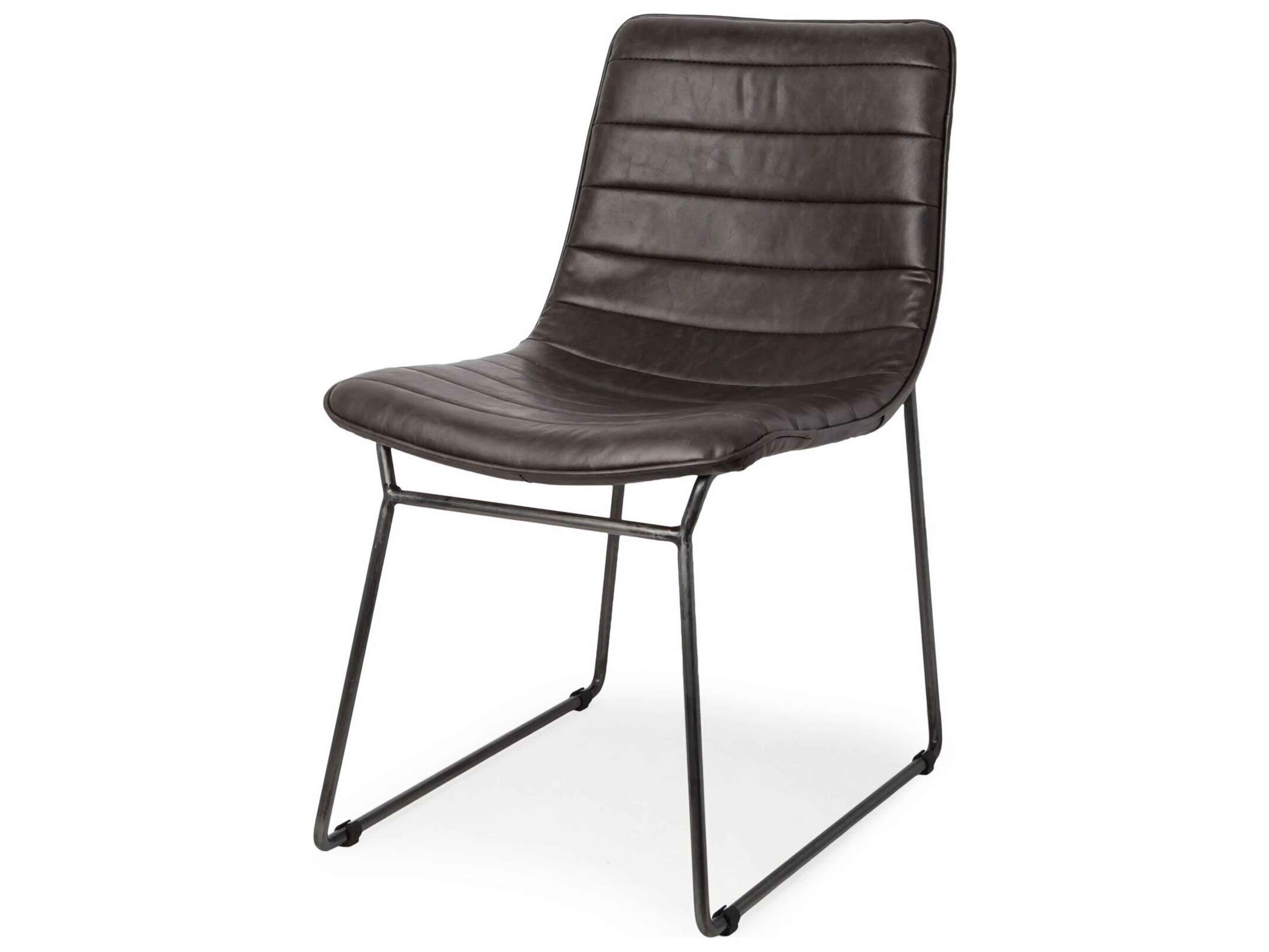 Mercana Thornton I Dark Brown Faux-Leather Seat Black Iron Frame Dining Chair