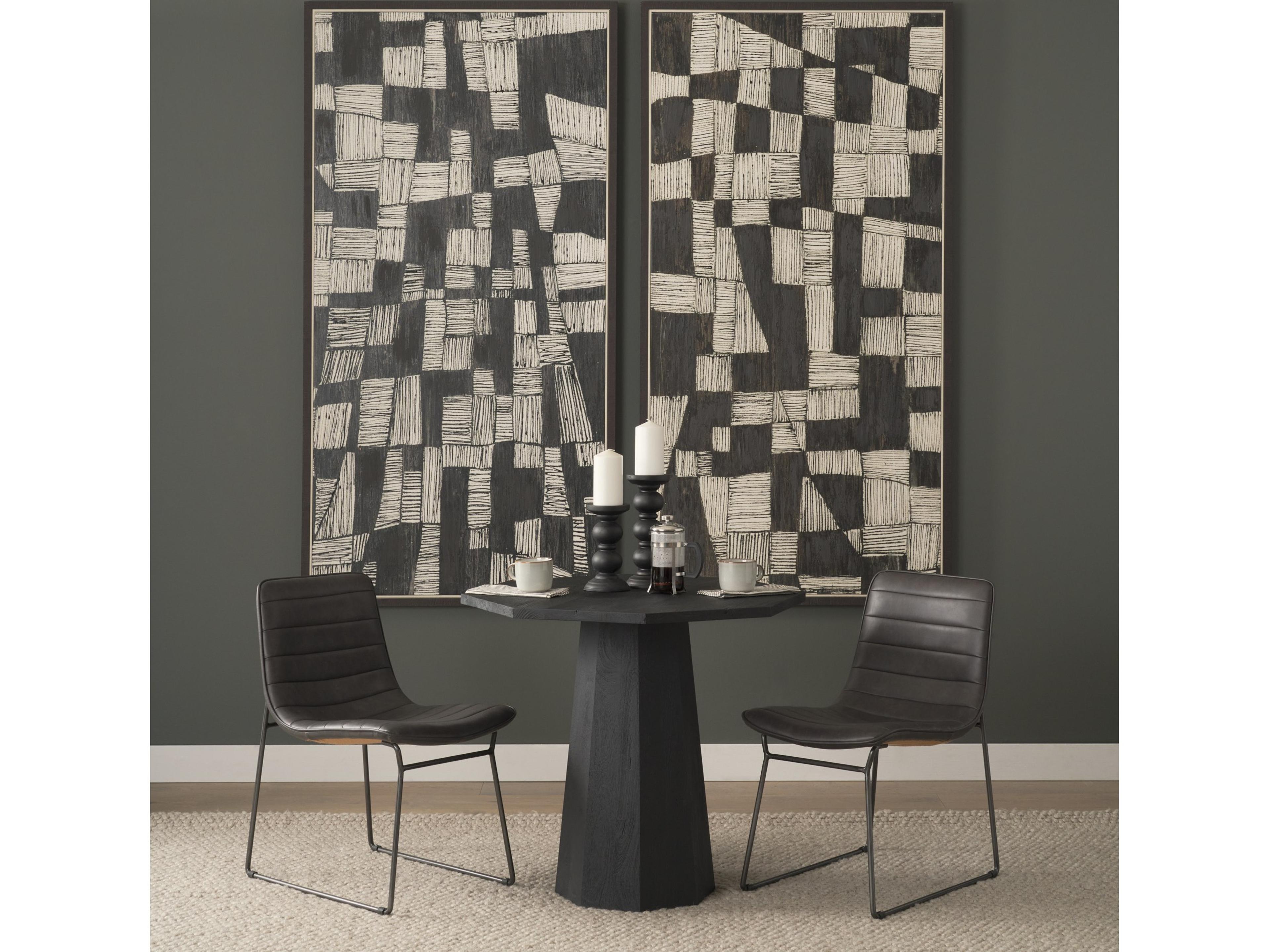 Mercana Thornton I Dark Brown Faux-Leather Seat Black Iron Frame Dining Chair