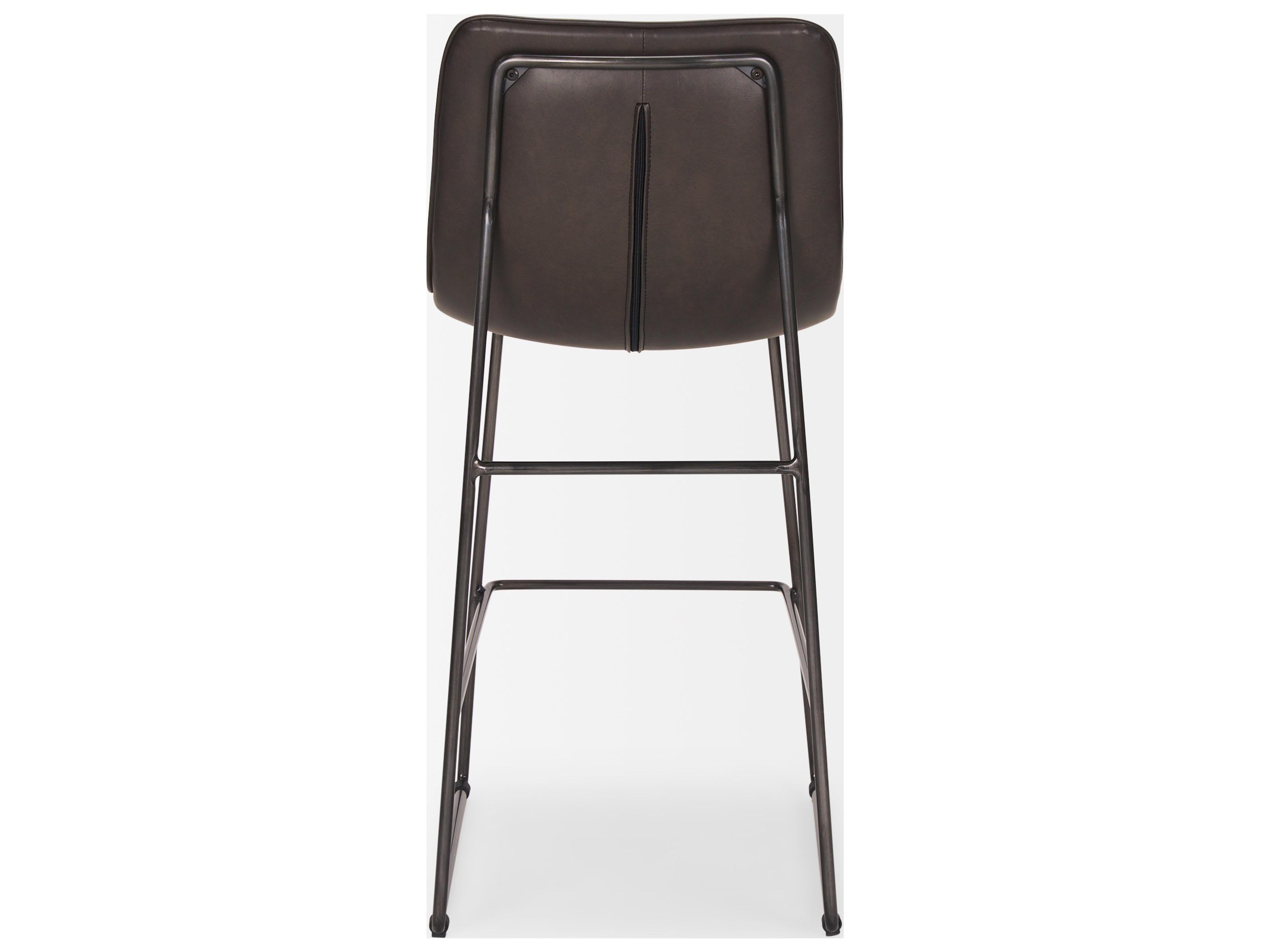 Mercana Meritt 37"H Black Faux-Leather Seat W/ Black Metal Frame Stool