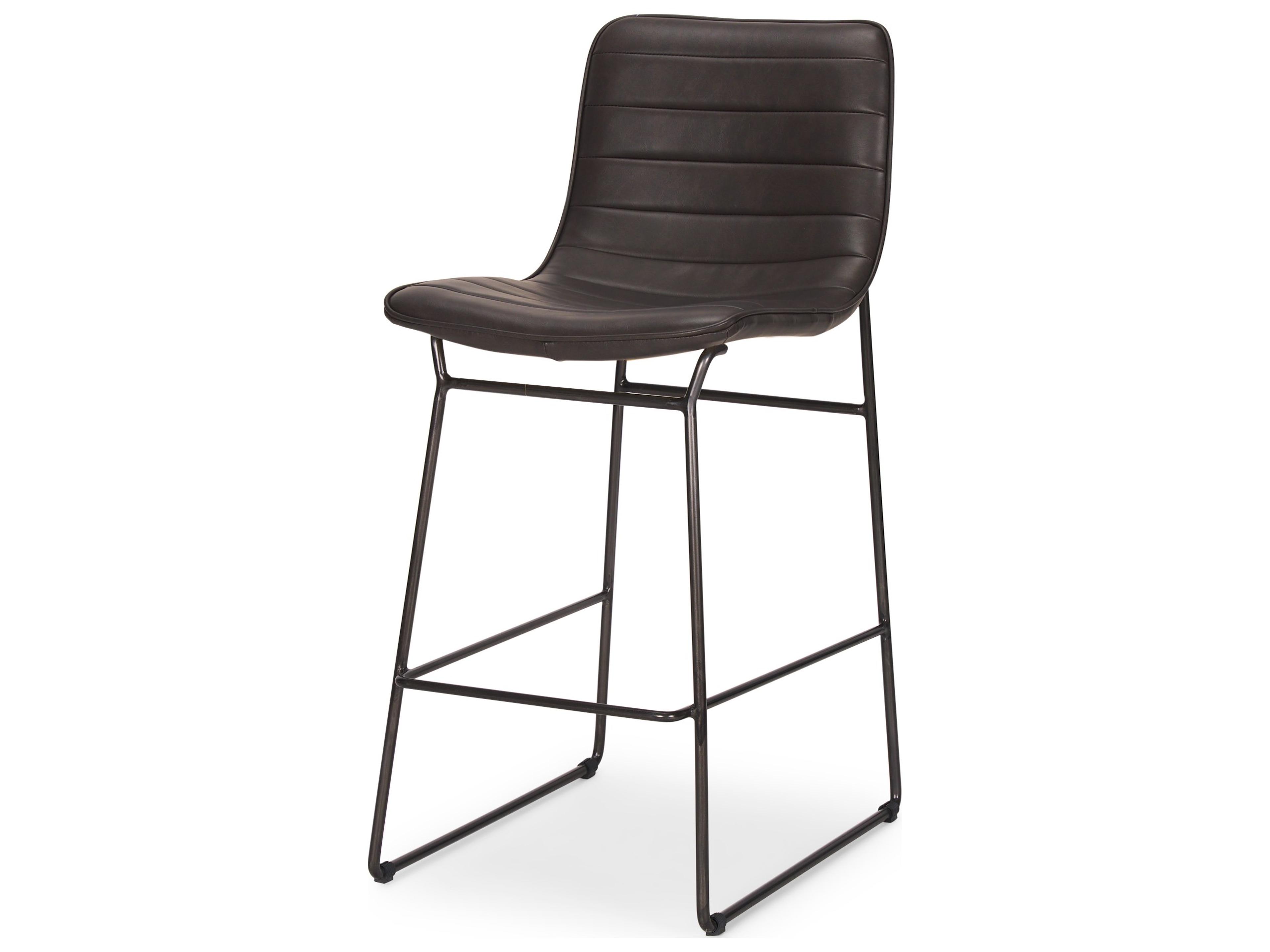 Mercana Meritt 37"H Black Faux-Leather Seat W/ Black Metal Frame Stool