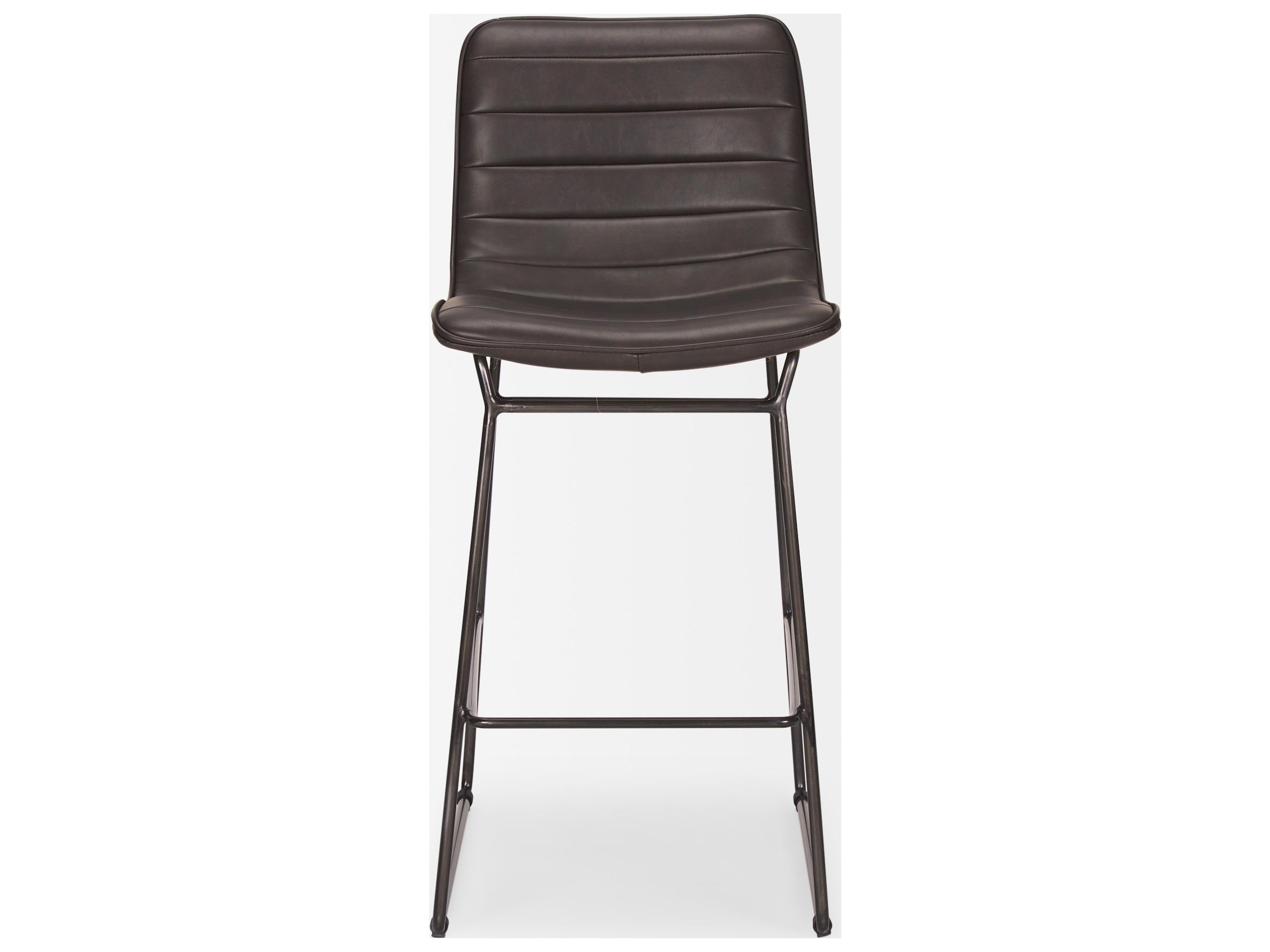Mercana Meritt 37"H Black Faux-Leather Seat W/ Black Metal Frame Stool