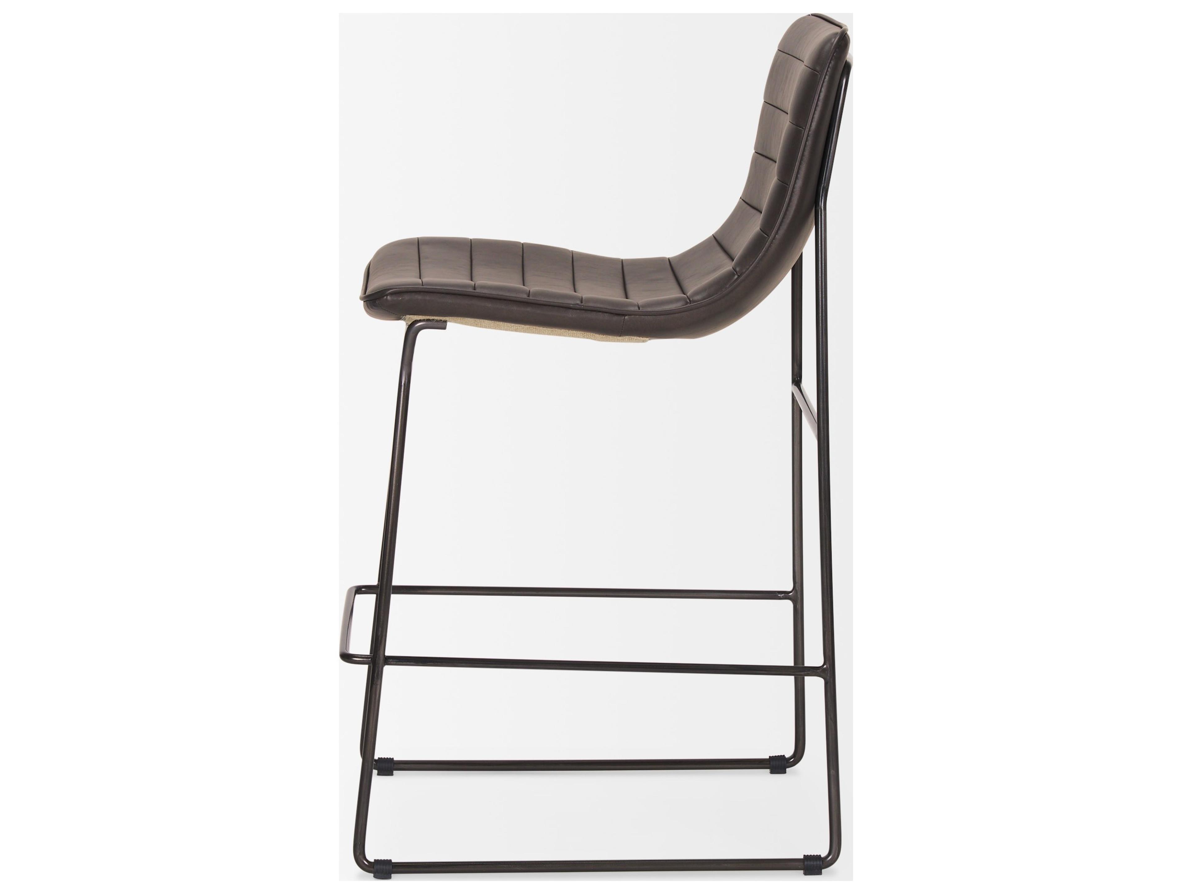 Mercana Meritt 37"H Black Faux-Leather Seat W/ Black Metal Frame Stool