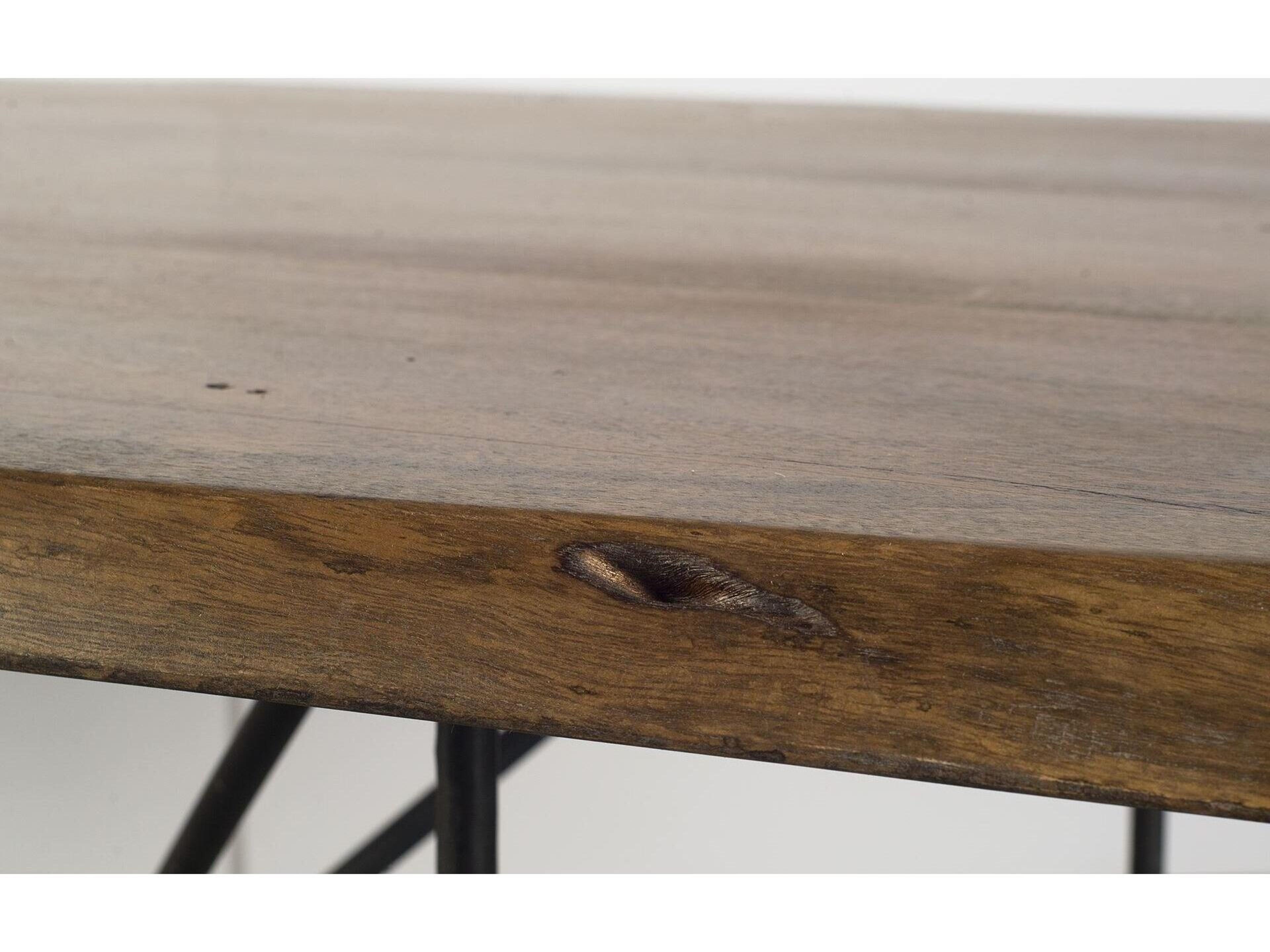 Mercana Papillion II 84.0L x 38.0W x 30.0H Rectangular Natural Wood Top W/Black Iron Base Dining Table