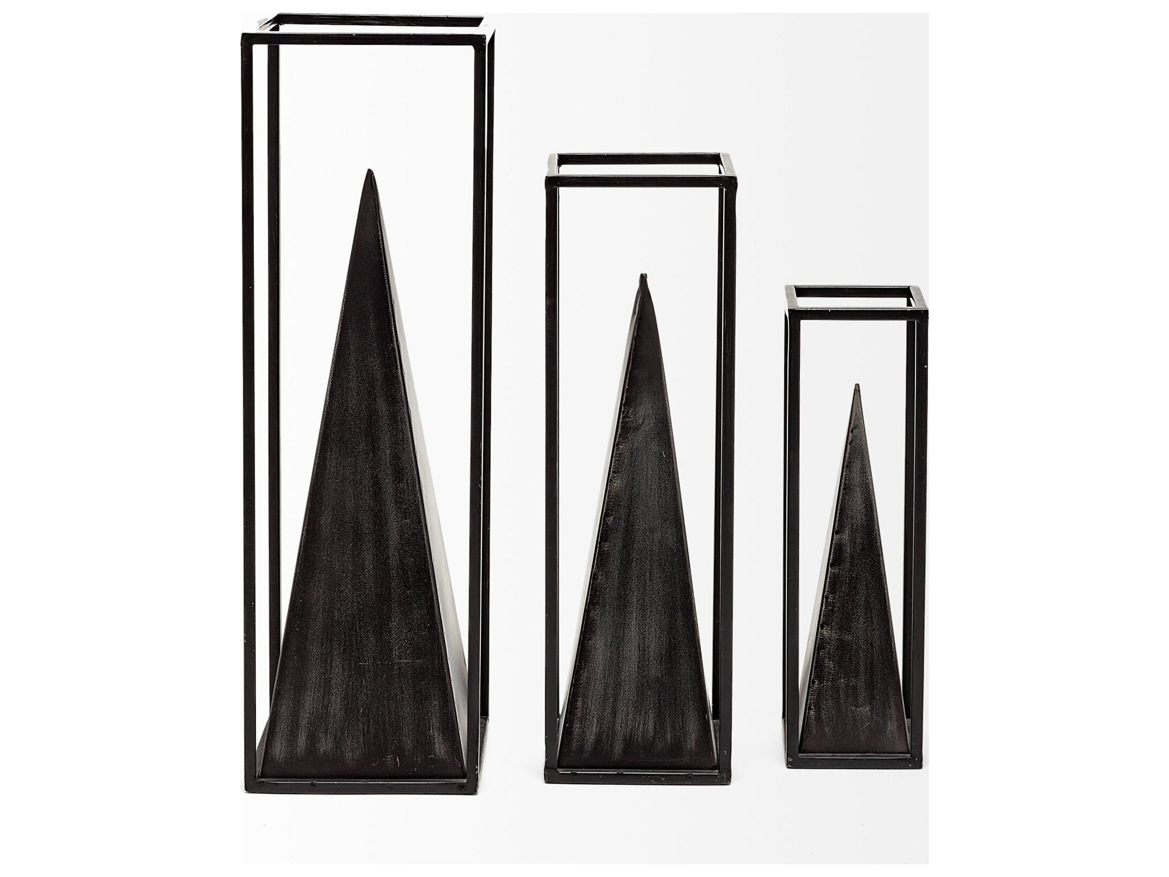 Mercana Memphis I (Large) 5L x 5W Black Metal Pyramid In A Square Frame