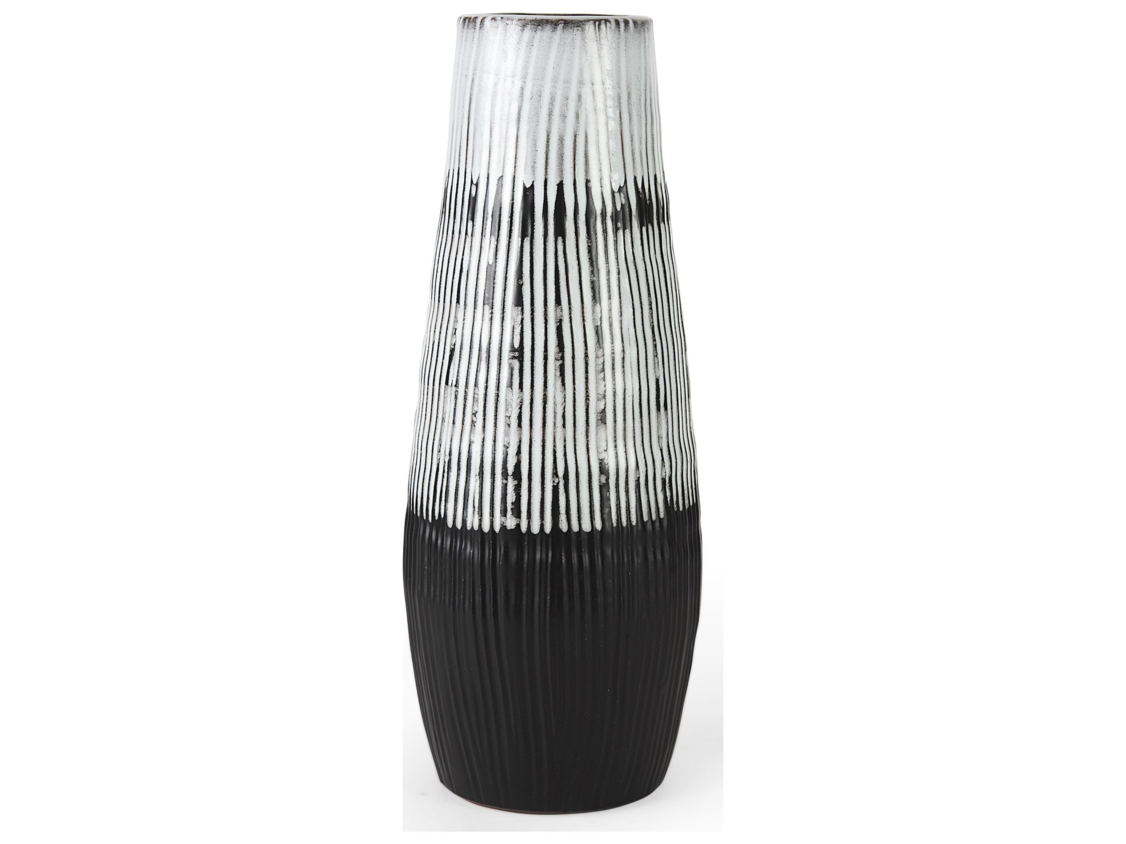 Tanami I Tall Dark Brown/White Ceramic Vase