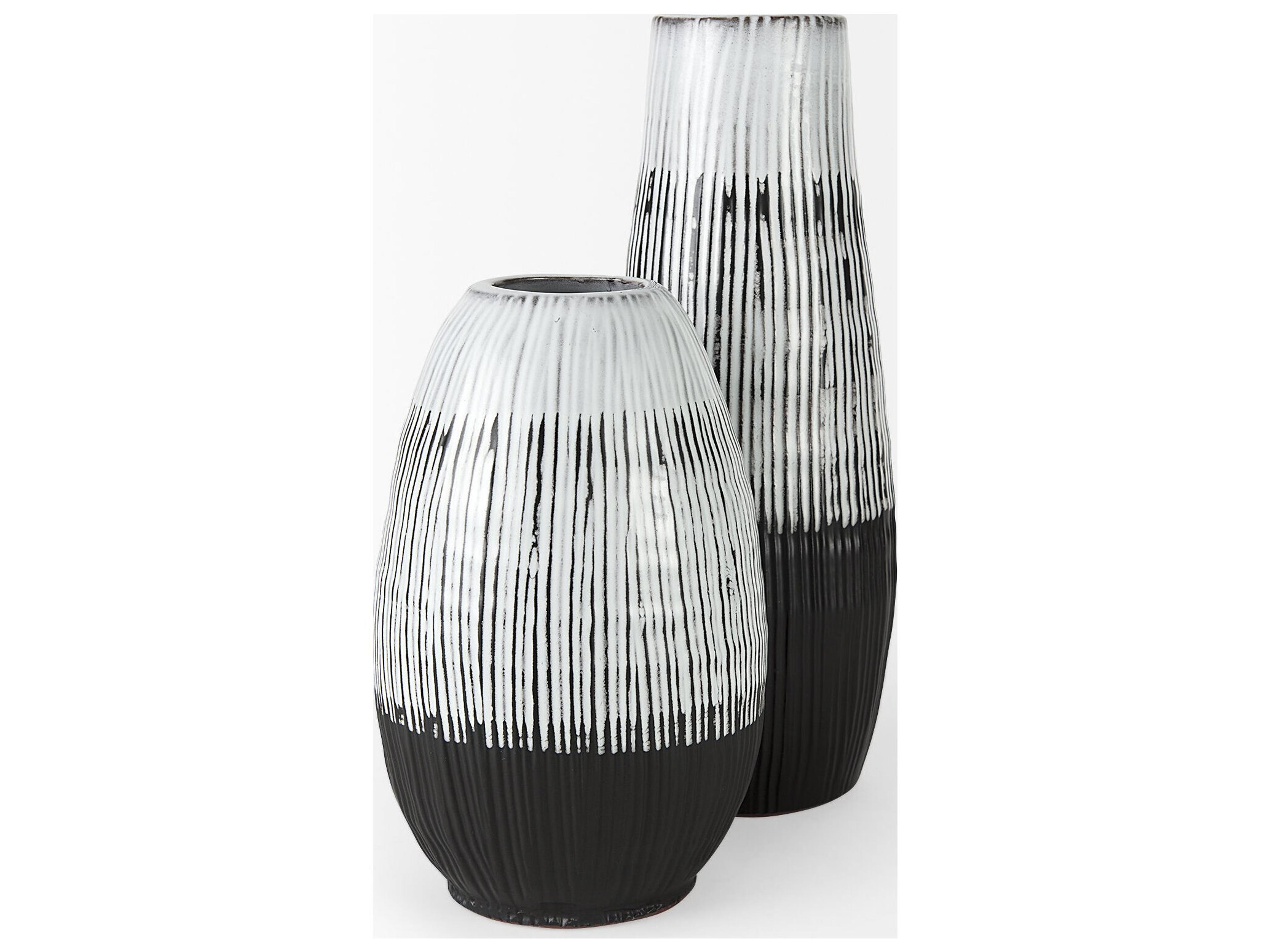 Mercana Tanami I Tall Dark Brown/White Ceramic Vase